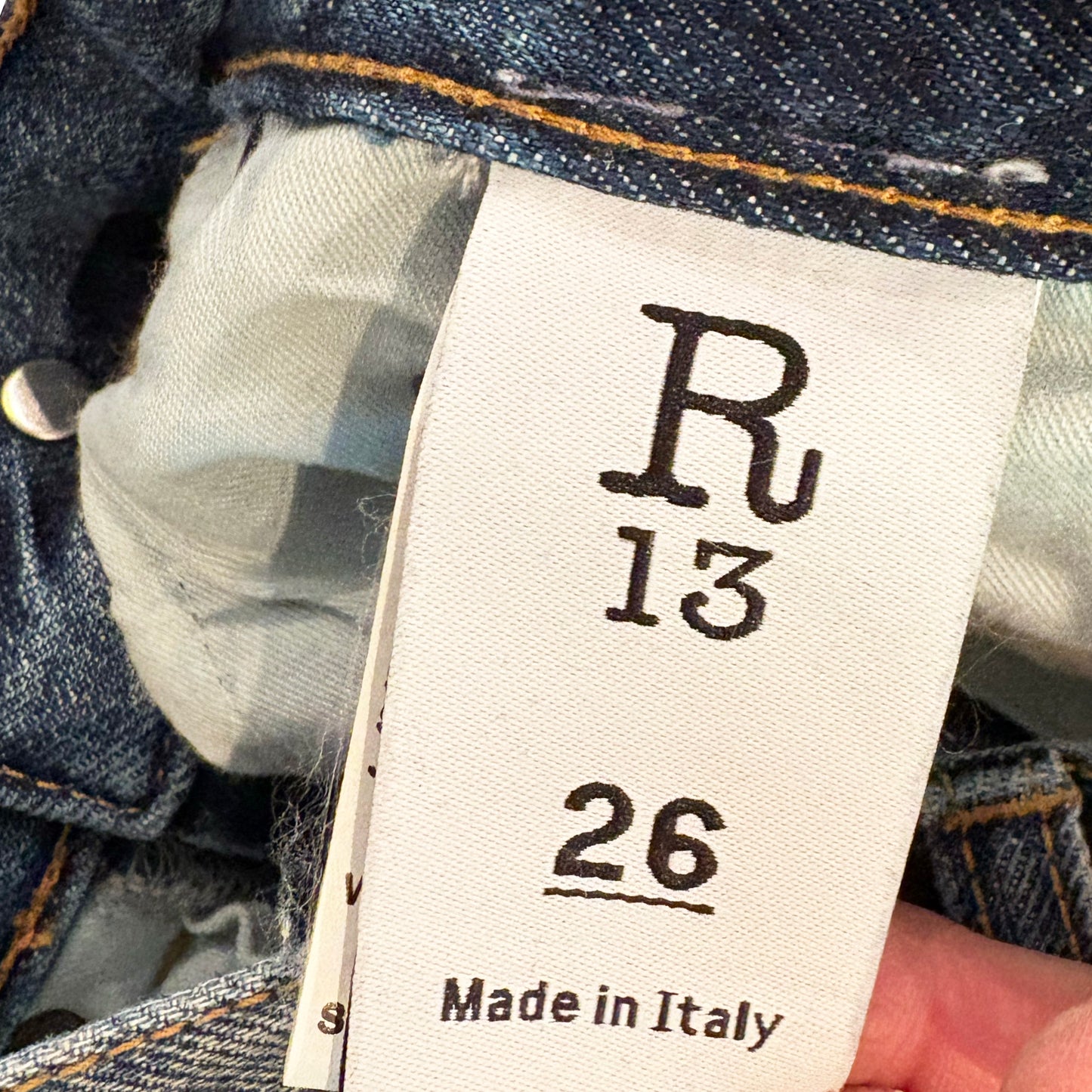 R13 "Alice" Straight Leg Jean in Amber Blue, size 26