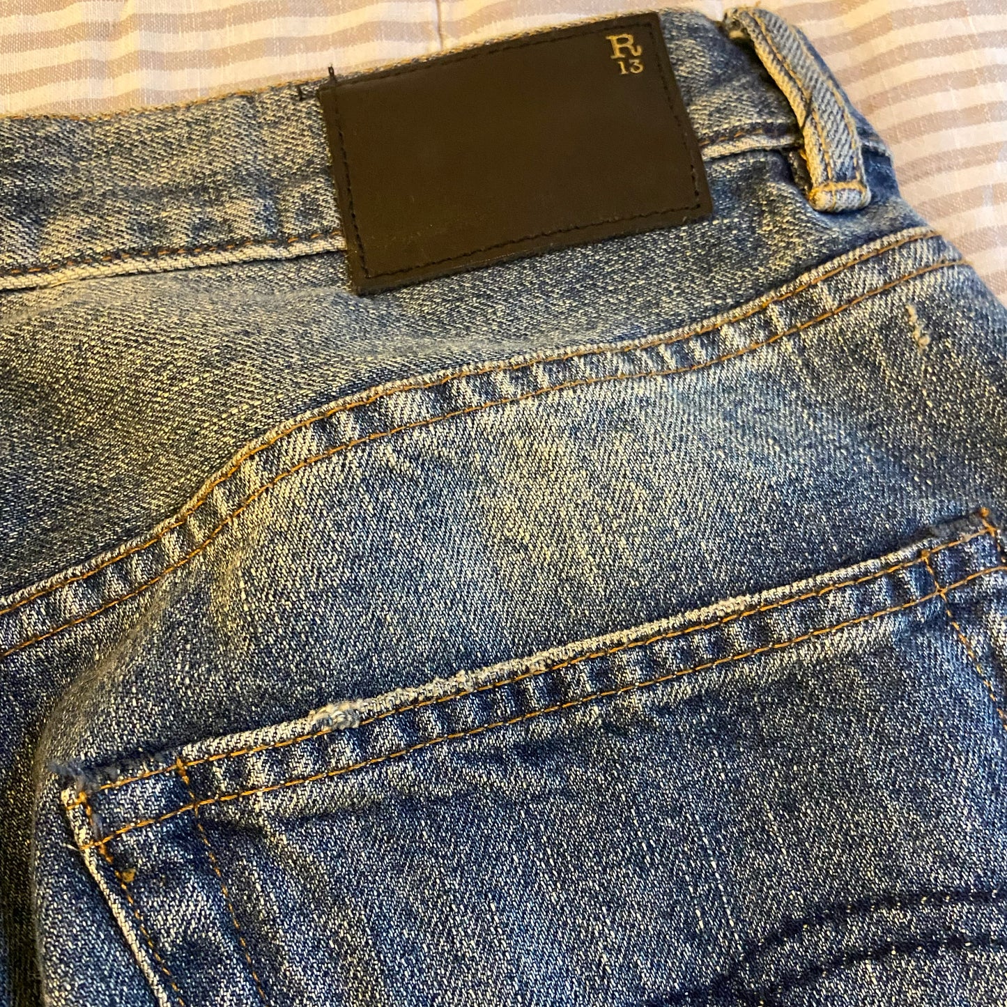 R13 Boyfriend Jeans in Clinton Blue, size 25 (fits like size 26)