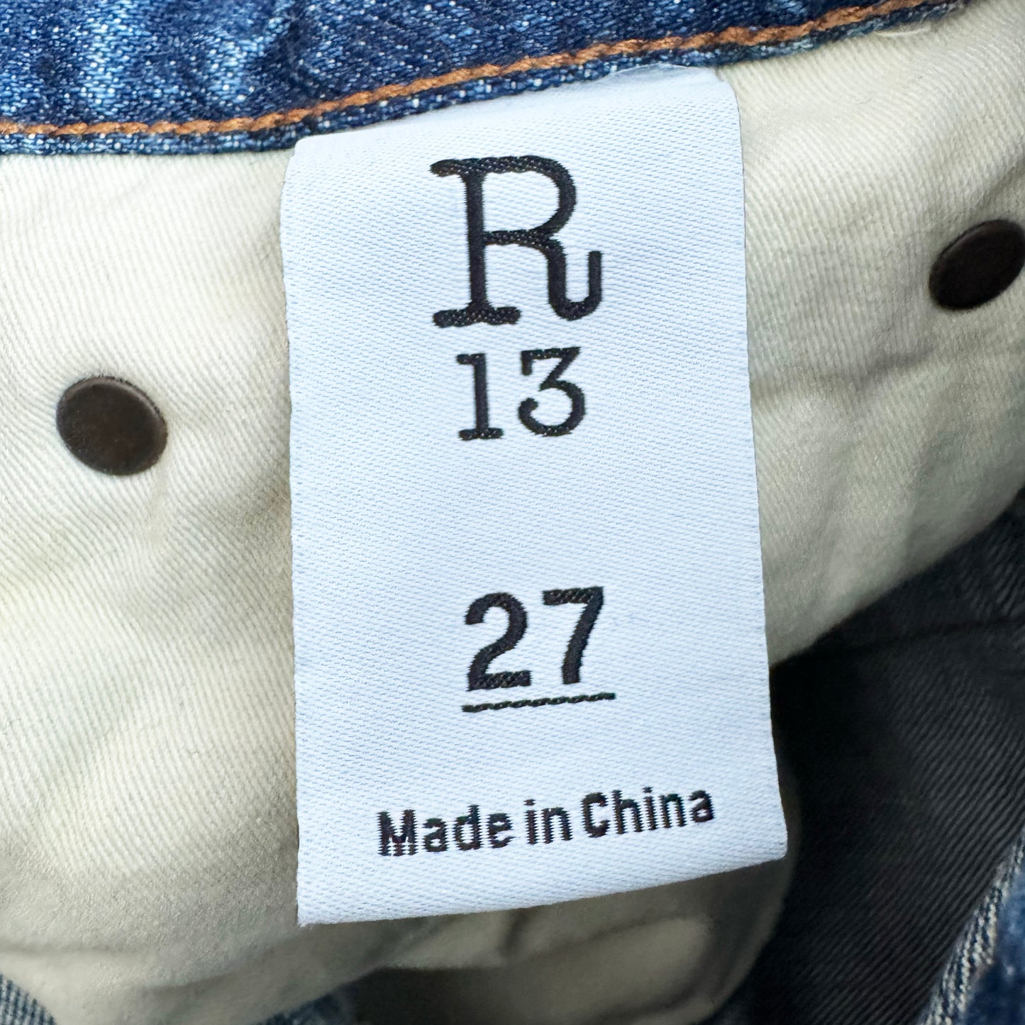 R13 Boyfriend Jeans in Clinton Blue, size 27 (fits like size 28)