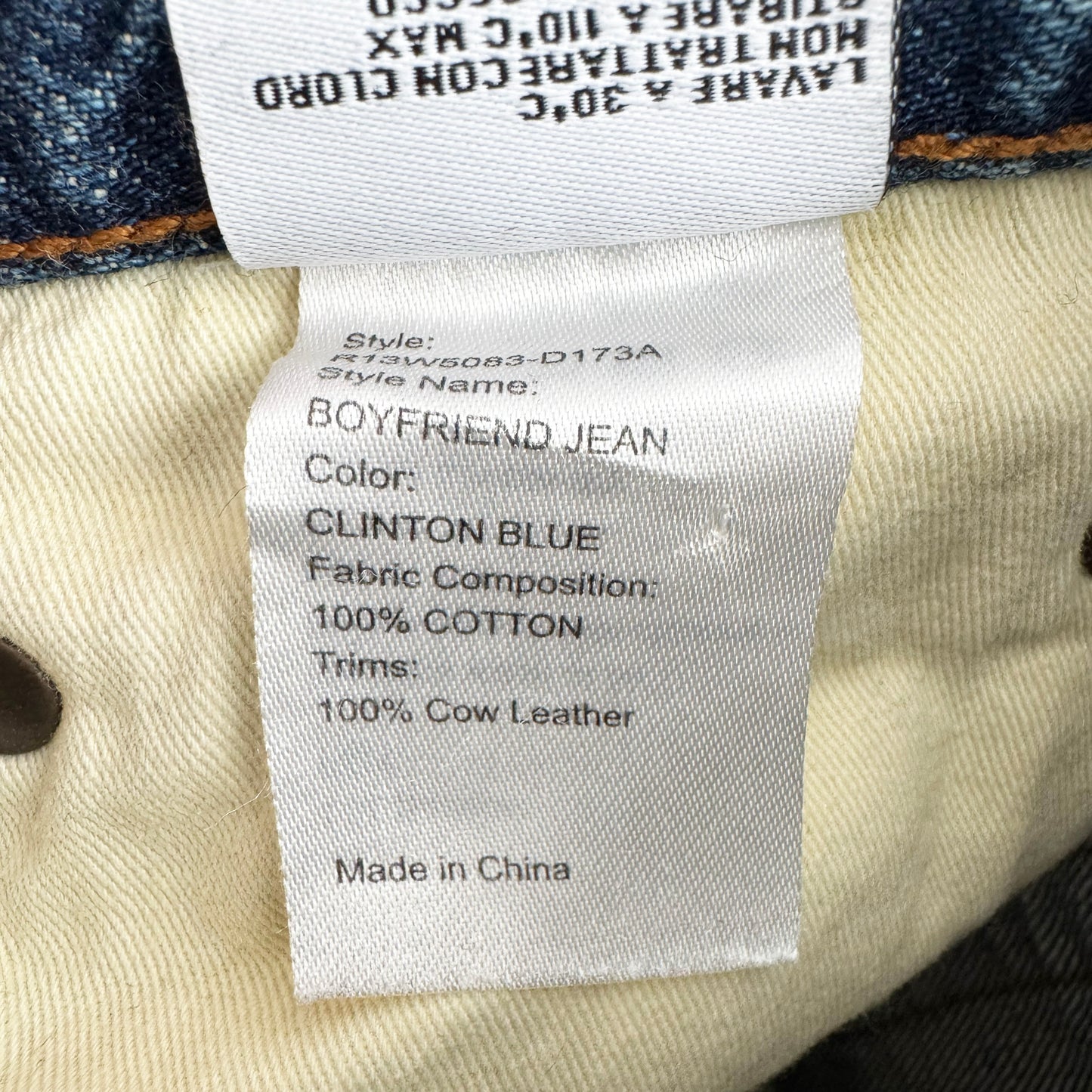 R13 Boyfriend Jeans in Clinton Blue, size 27 (fits like size 28)