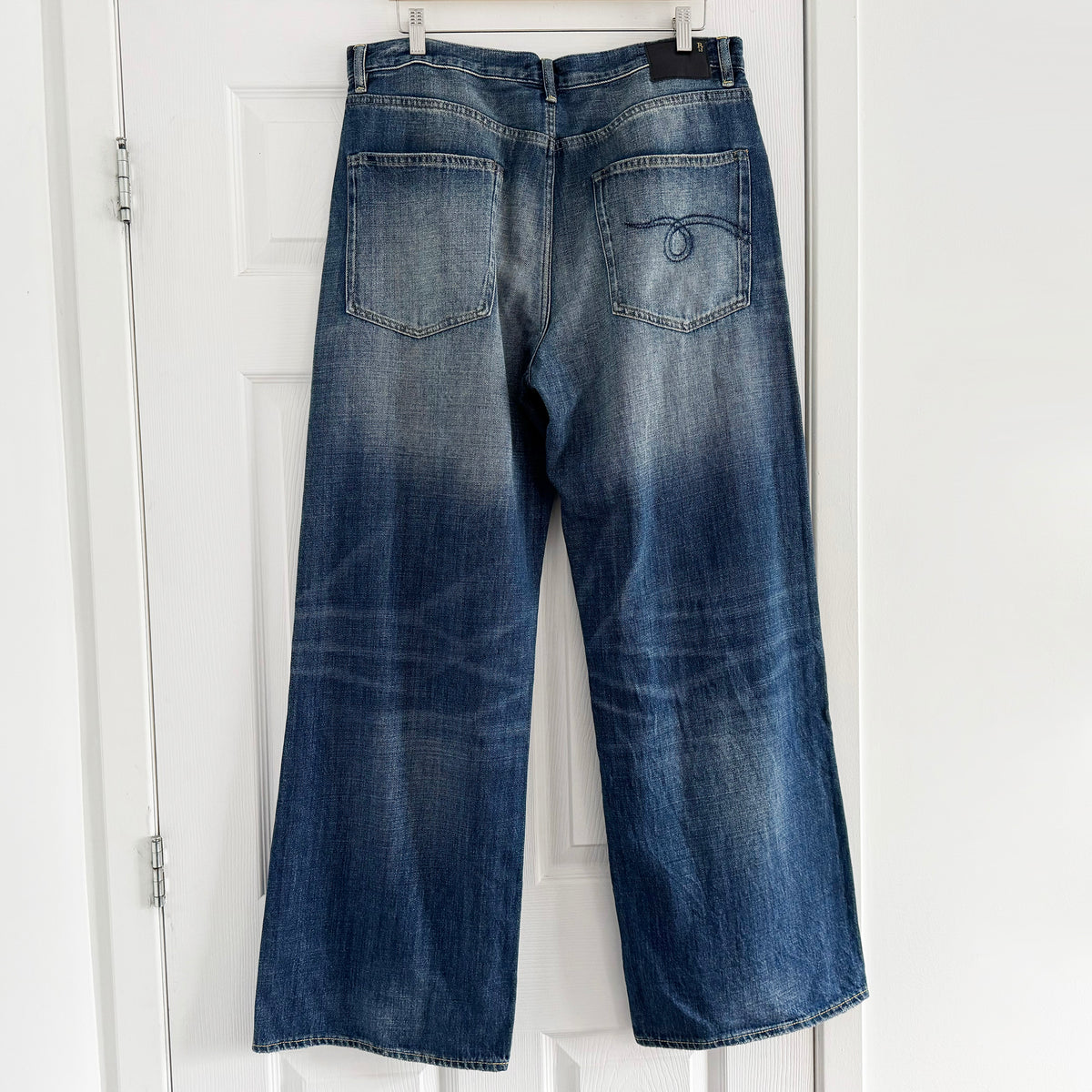 R13 D'Arcy Wide Leg Jeans in "Raine Blue", size 31