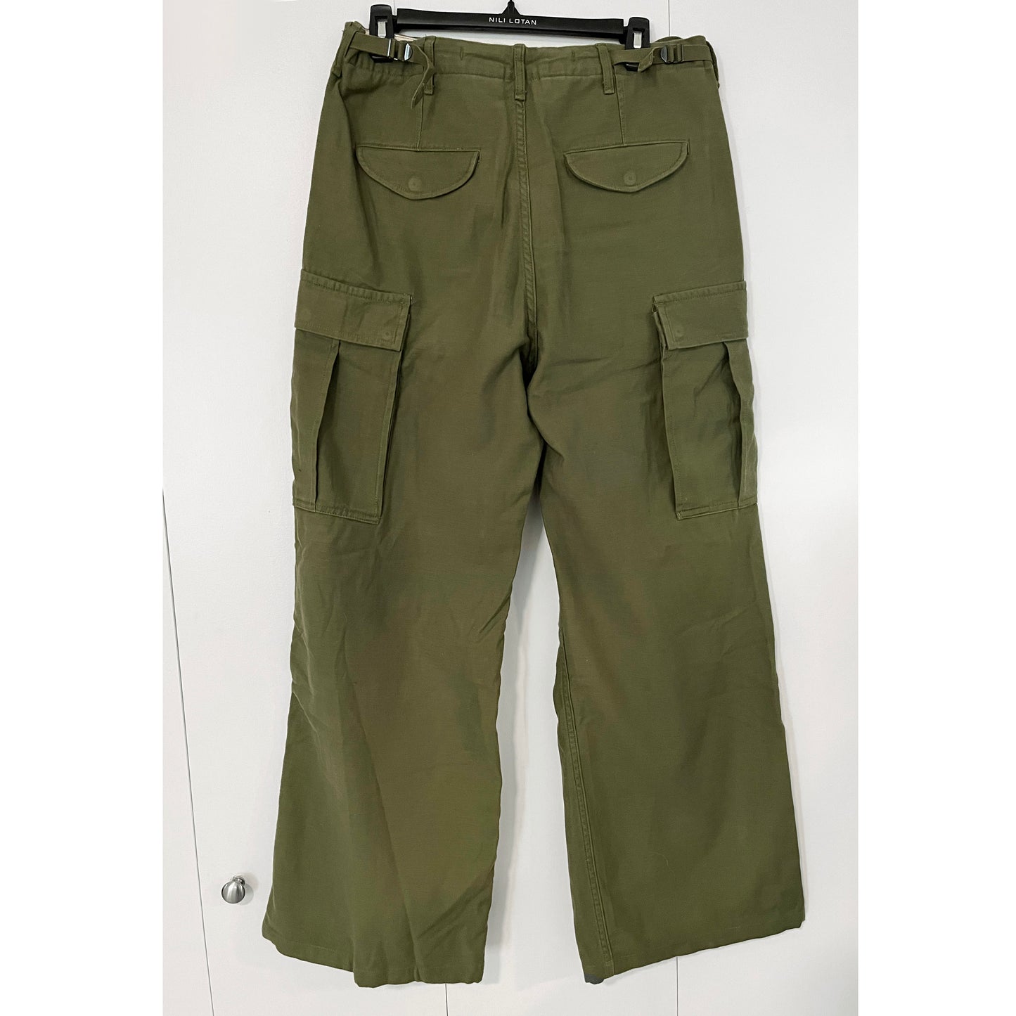 R13 Oversize Cargo Pants in Olive Green, size 27 (fits 27/28) ** HEMMED **