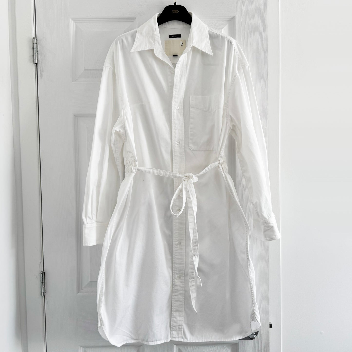 R13 Oversized Oxford Button Up Shirtdress in White, size Small