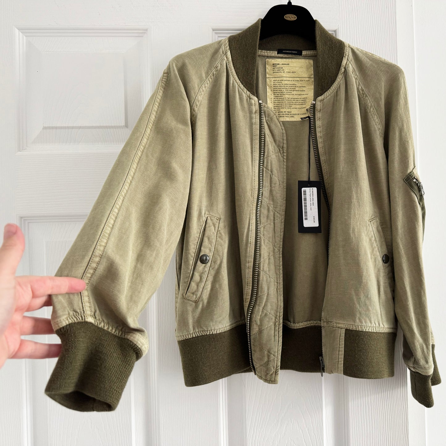 R13 Shrunken Bomber Jacket in Army Green, size Medium (fits S-M))
