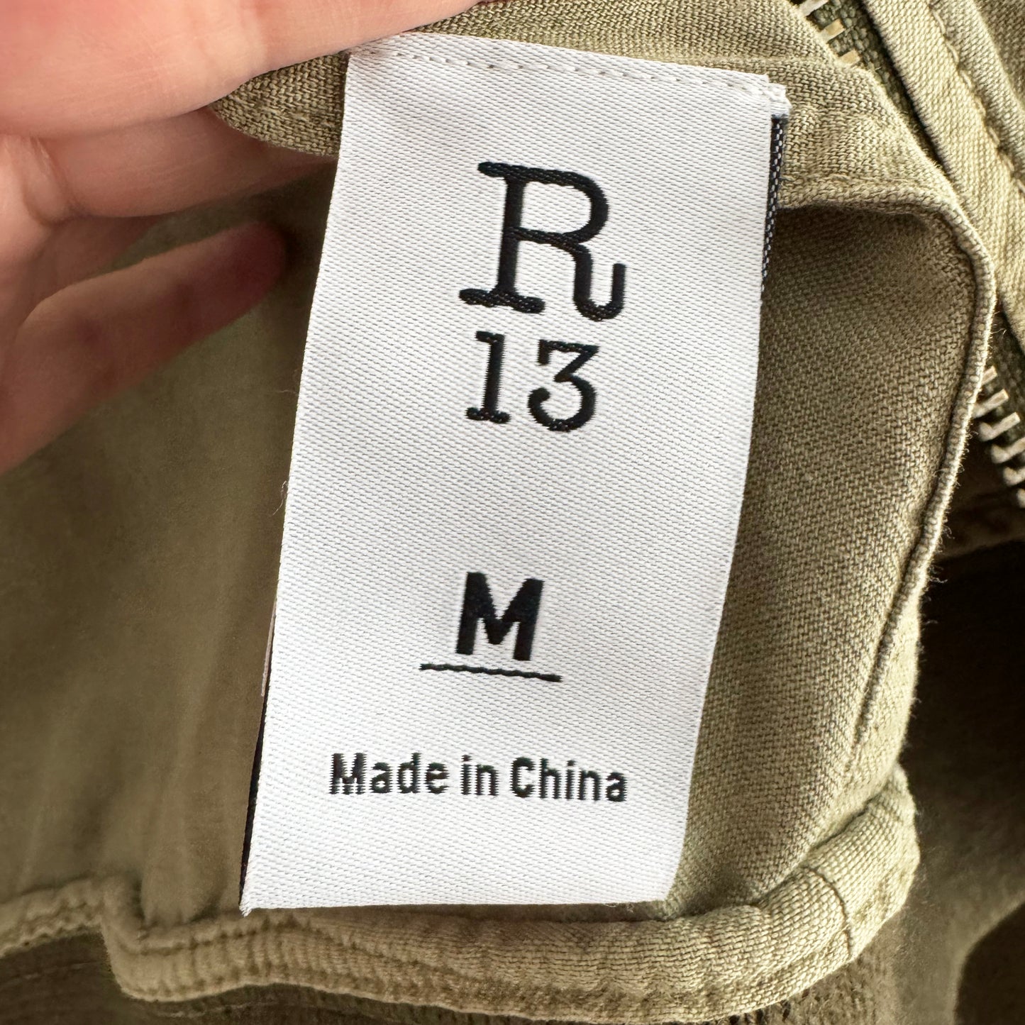 R13 Shrunken Bomber Jacket in Army Green, size Medium (fits S-M))