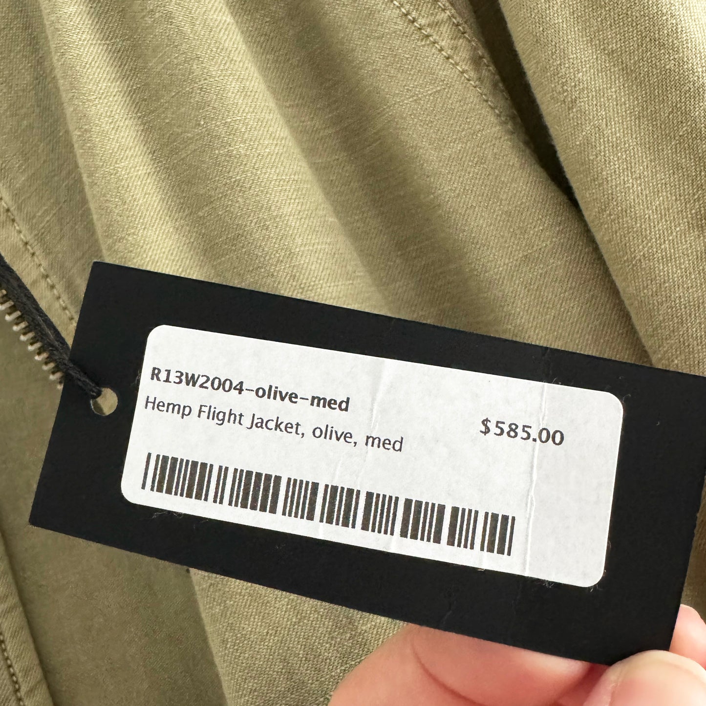 R13 Shrunken Bomber Jacket in Army Green, size Medium (fits S-M))