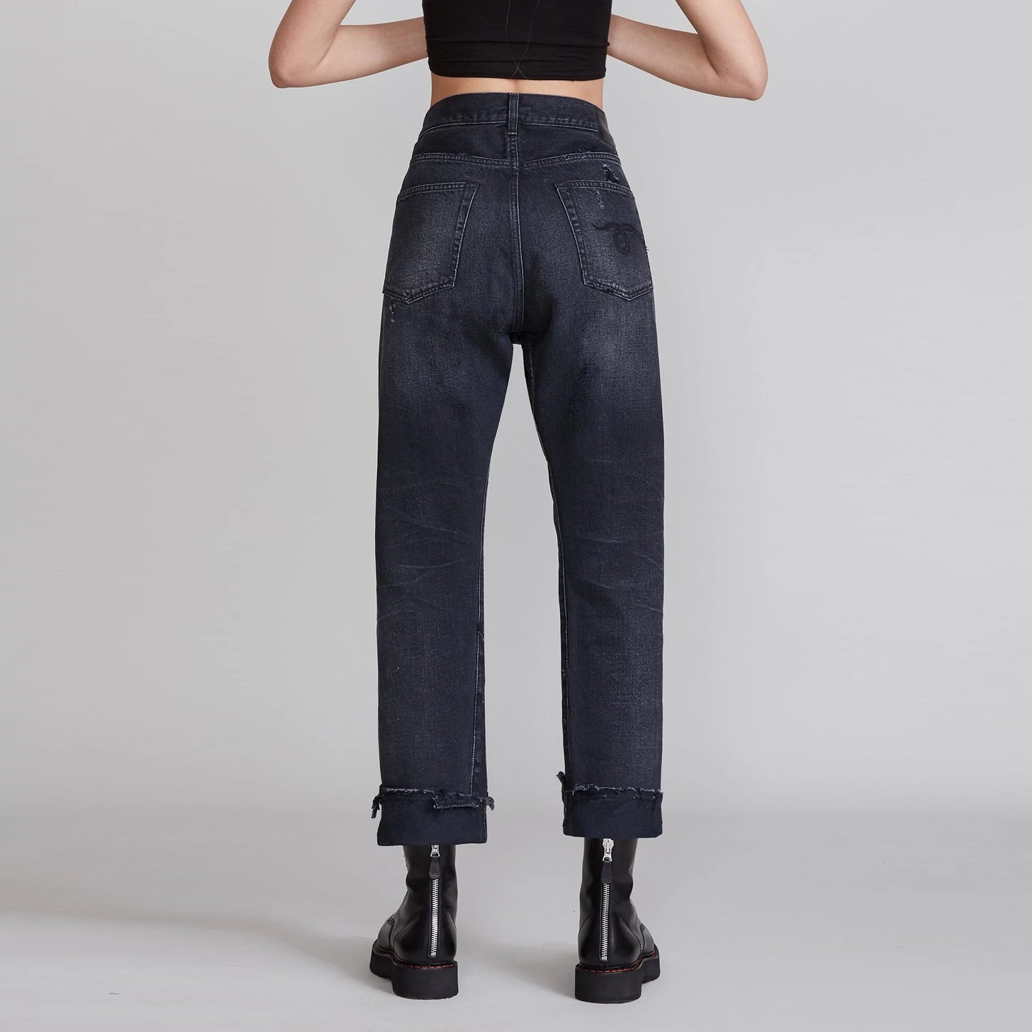 R13 Crossover jeans in Jake Black, size 27 (fits 28)