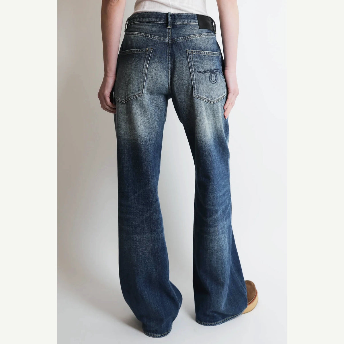R13 D'Arcy Wide Leg Jeans in "Raine Blue", size 31