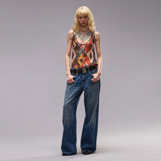 R13 D'Arcy Wide Leg Jeans in "Raine Blue", size 31