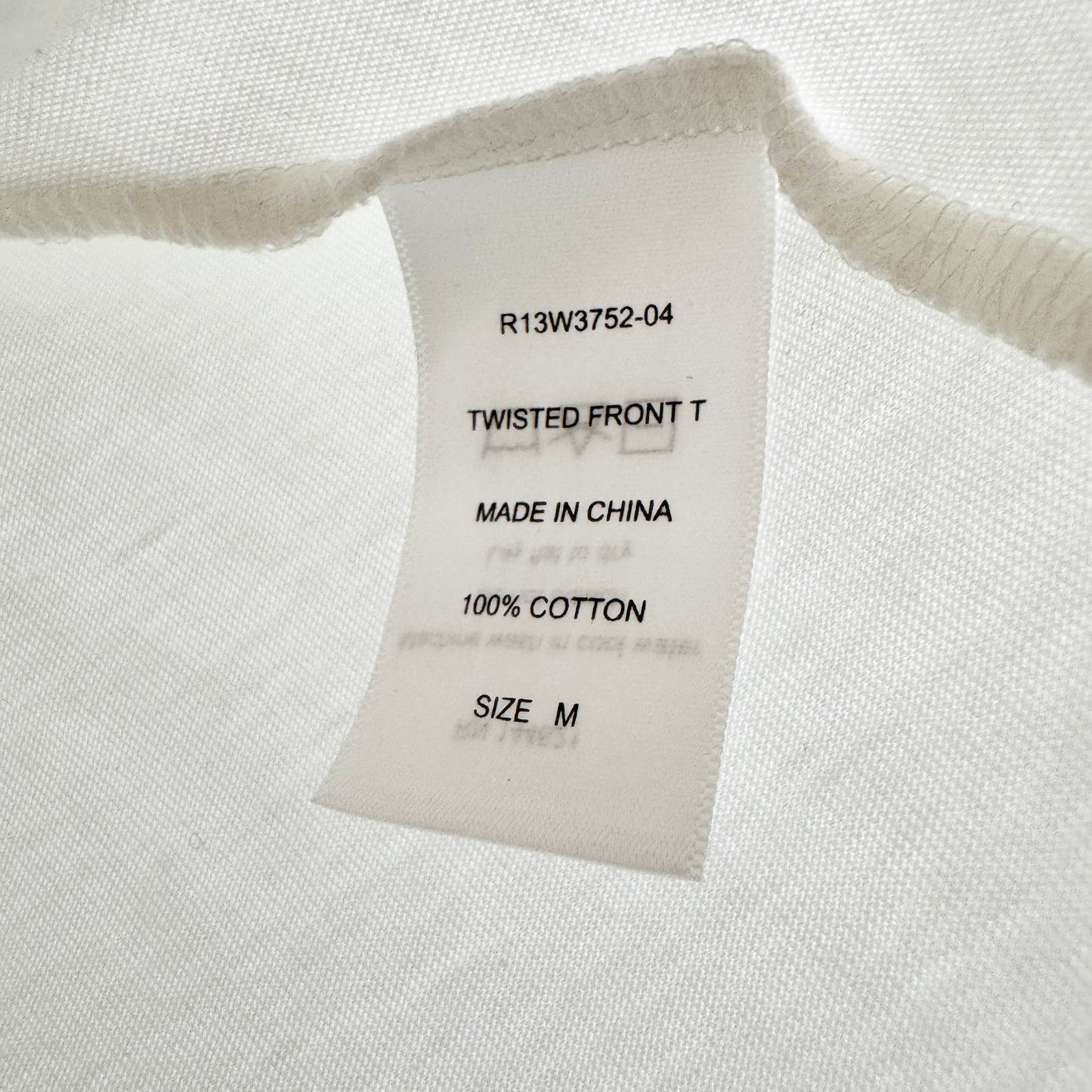 R13 Twist Front Tee Shirt in White, size Medium