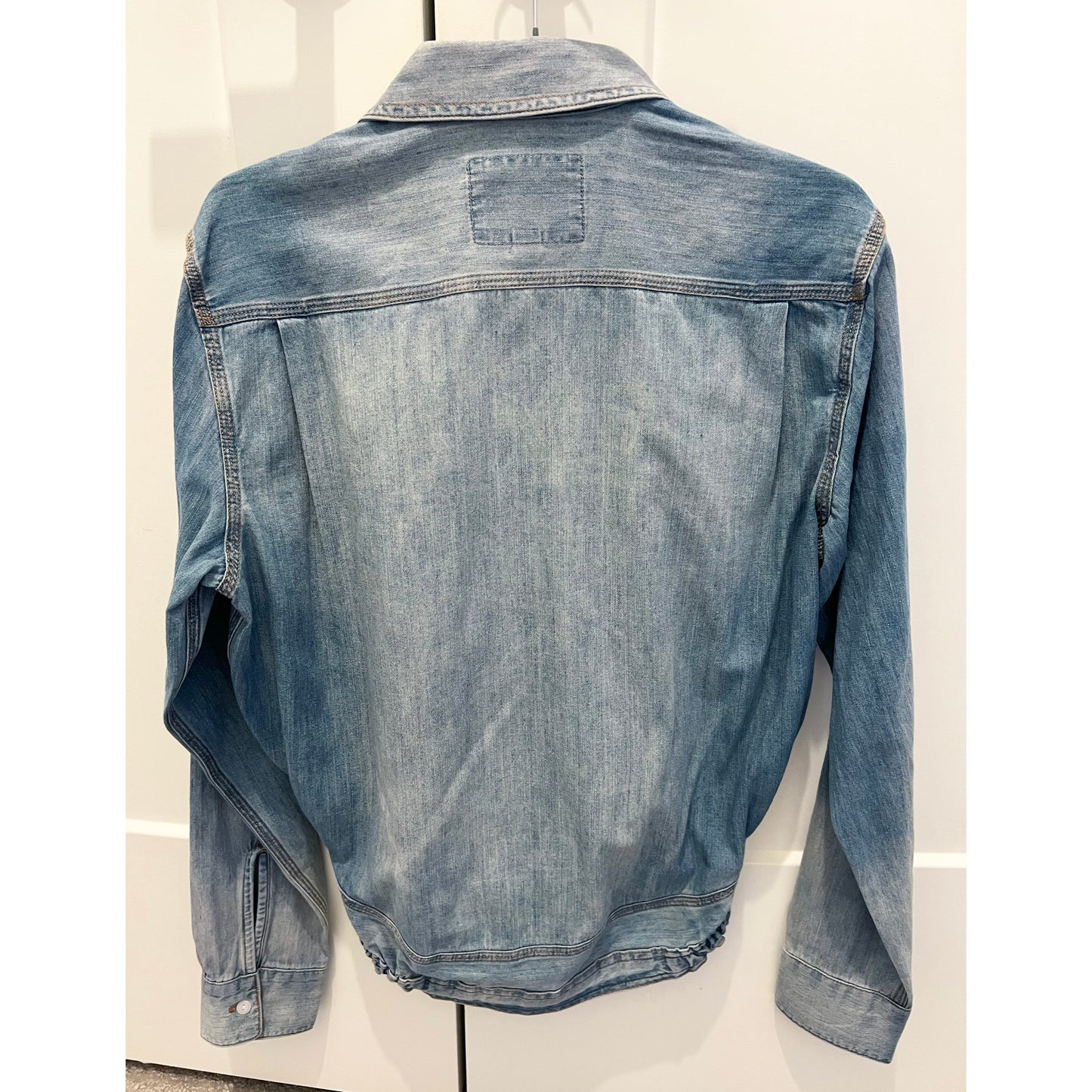 R13 Wrap Around Denim Work Shirt in "River Blue", size XS