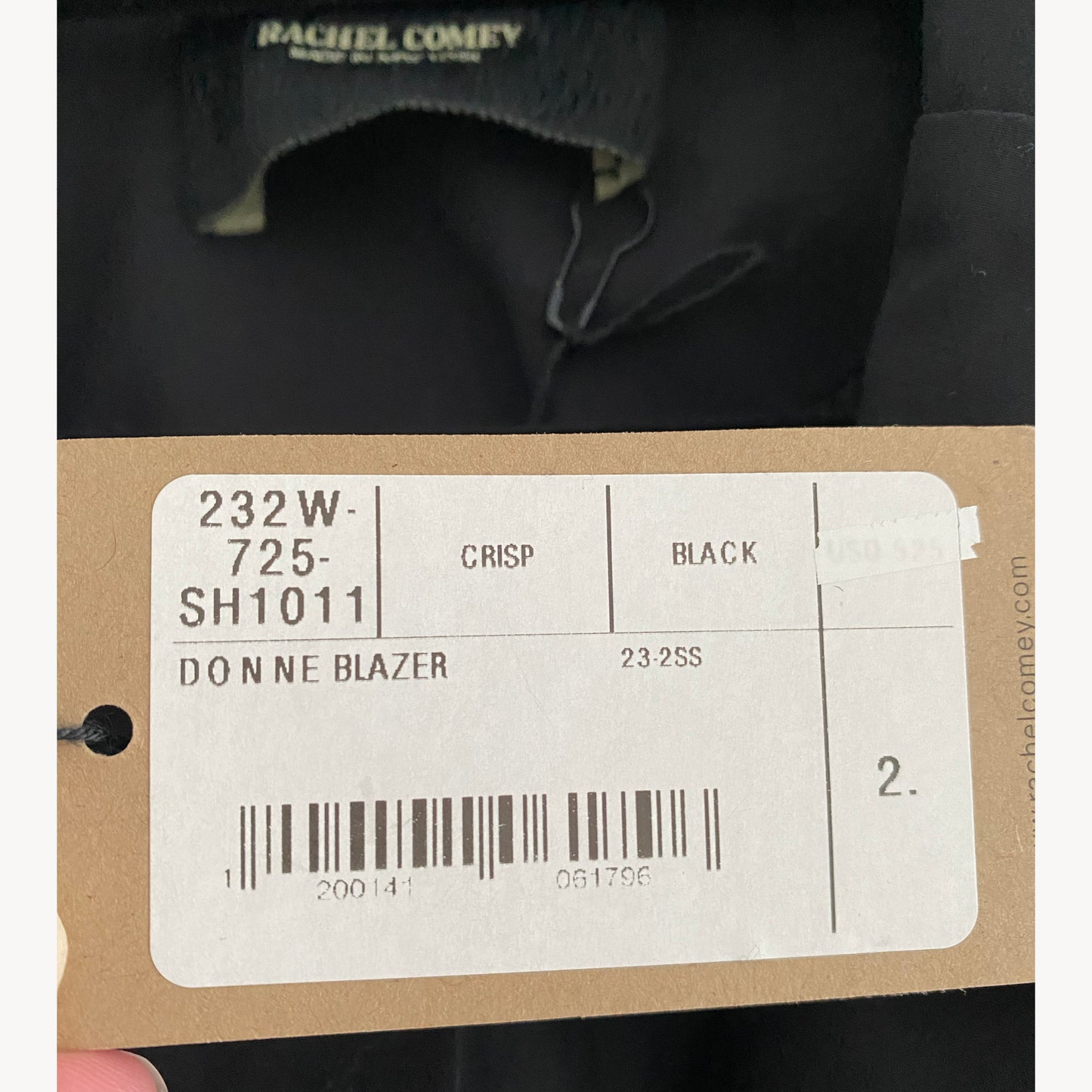 Rachel Comey "Donne" Blazer in Black, size 2