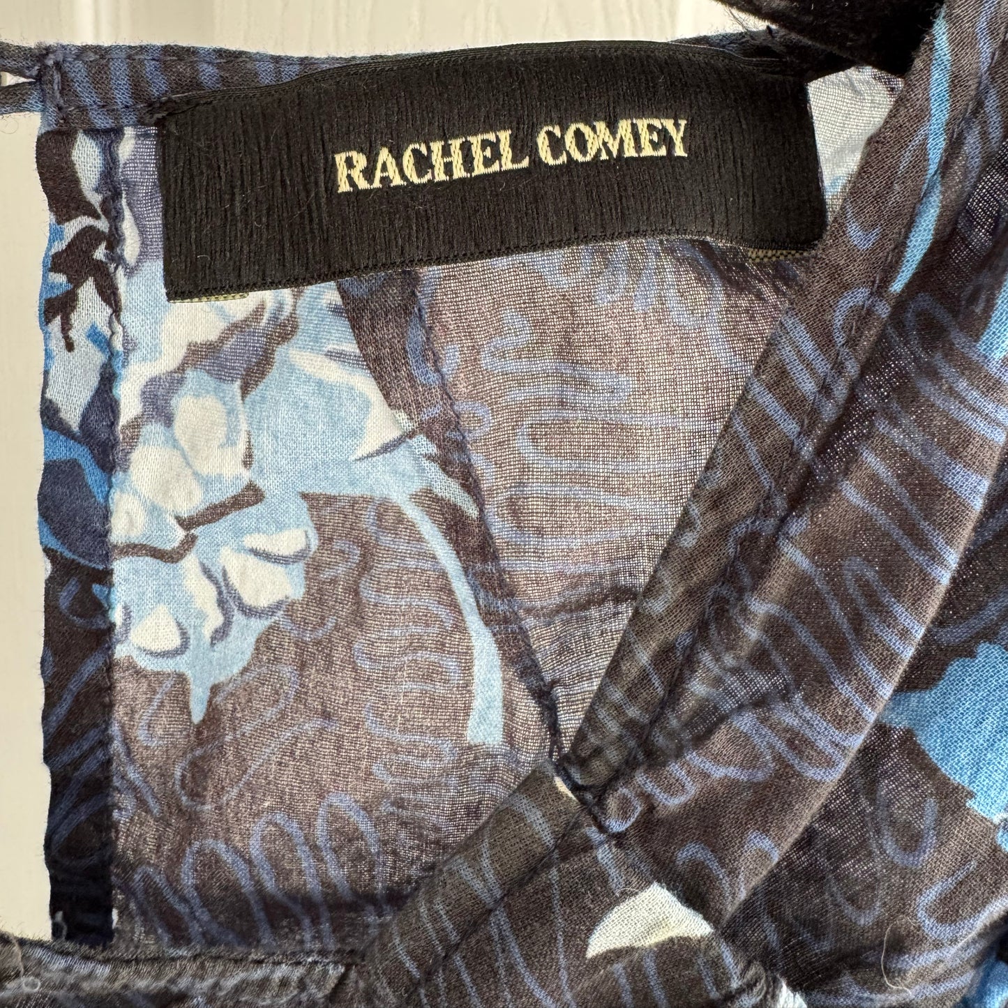 Rachel Comey "Maze" Floral Print Cotton Dress in Blue, size 8