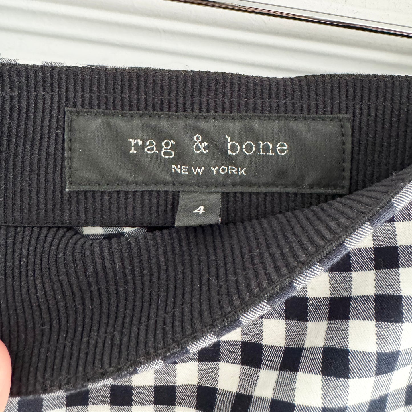 Rag & Bone "Simone" Pant in Navy Gingham, size 4