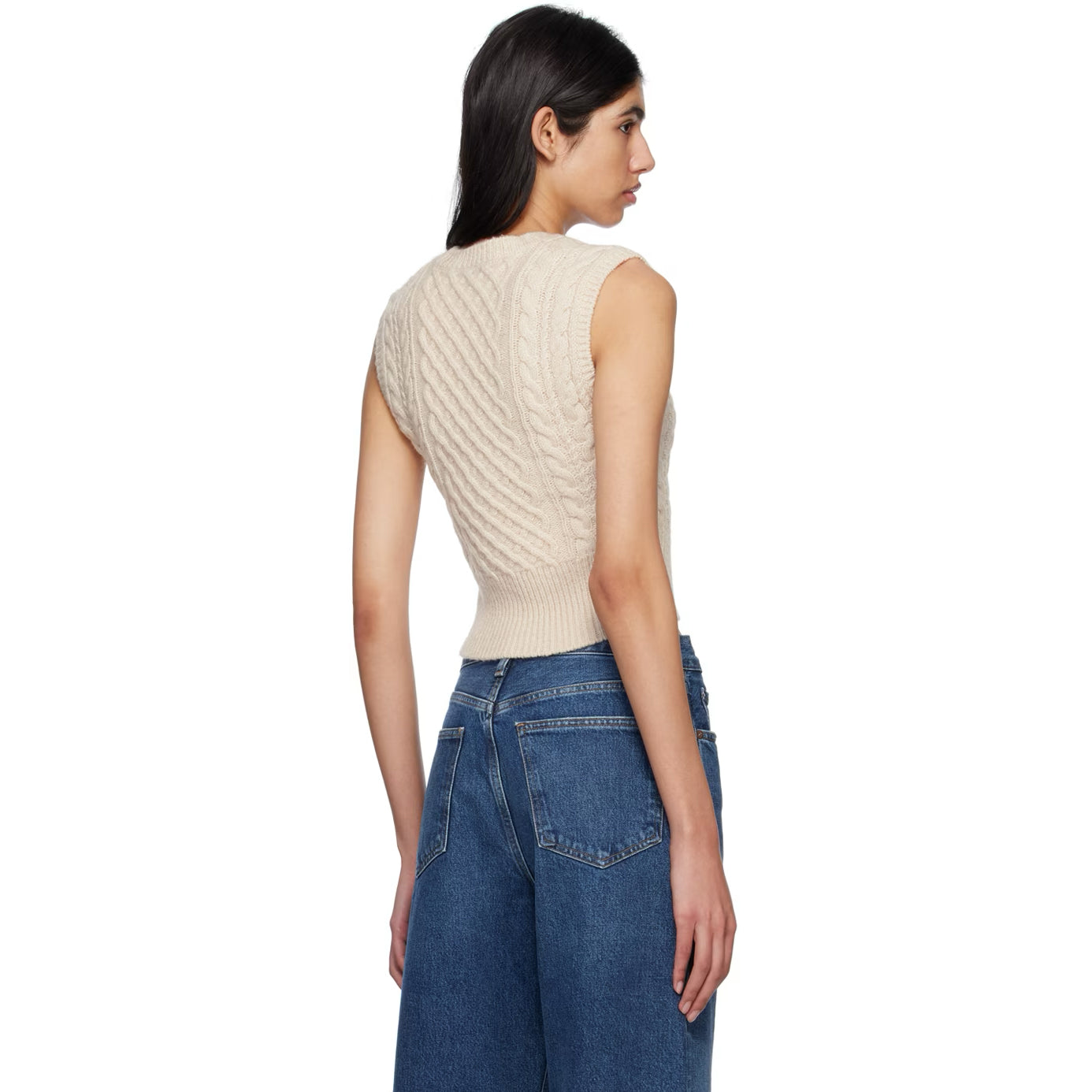 Rag & Bone "Elizabeth" Cable Knit Vest in Ivory, size XL (fits M-L)