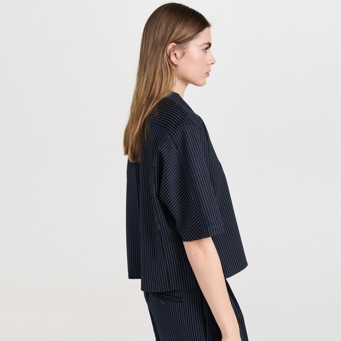 Rag & Bone "Junie" Pinstripe Top in Navy, size Medium