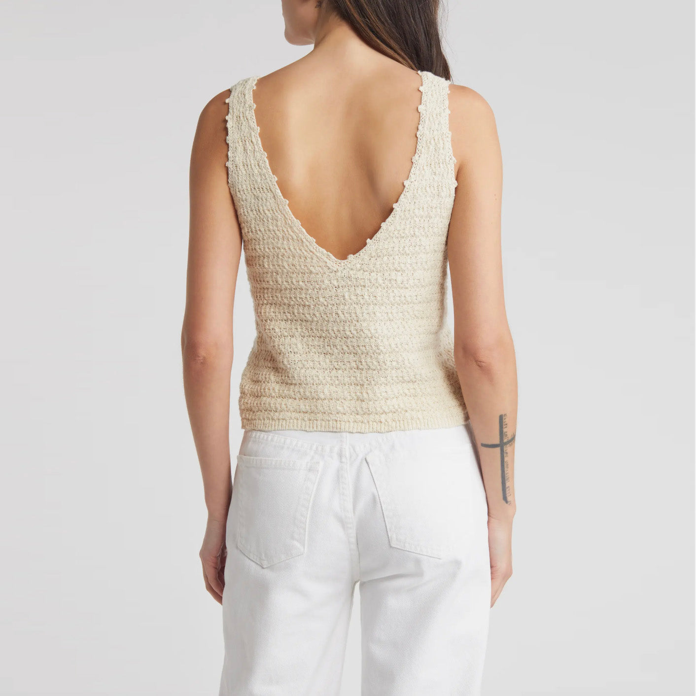 Rails "Matilde" Crochet Cotton Tank in "Oat", size Large