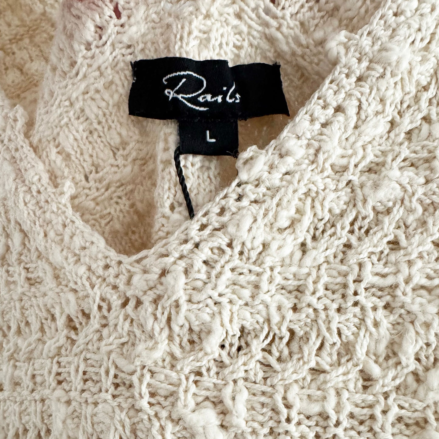 Rails "Matilde" Crochet Cotton Tank in "Oat", size Large