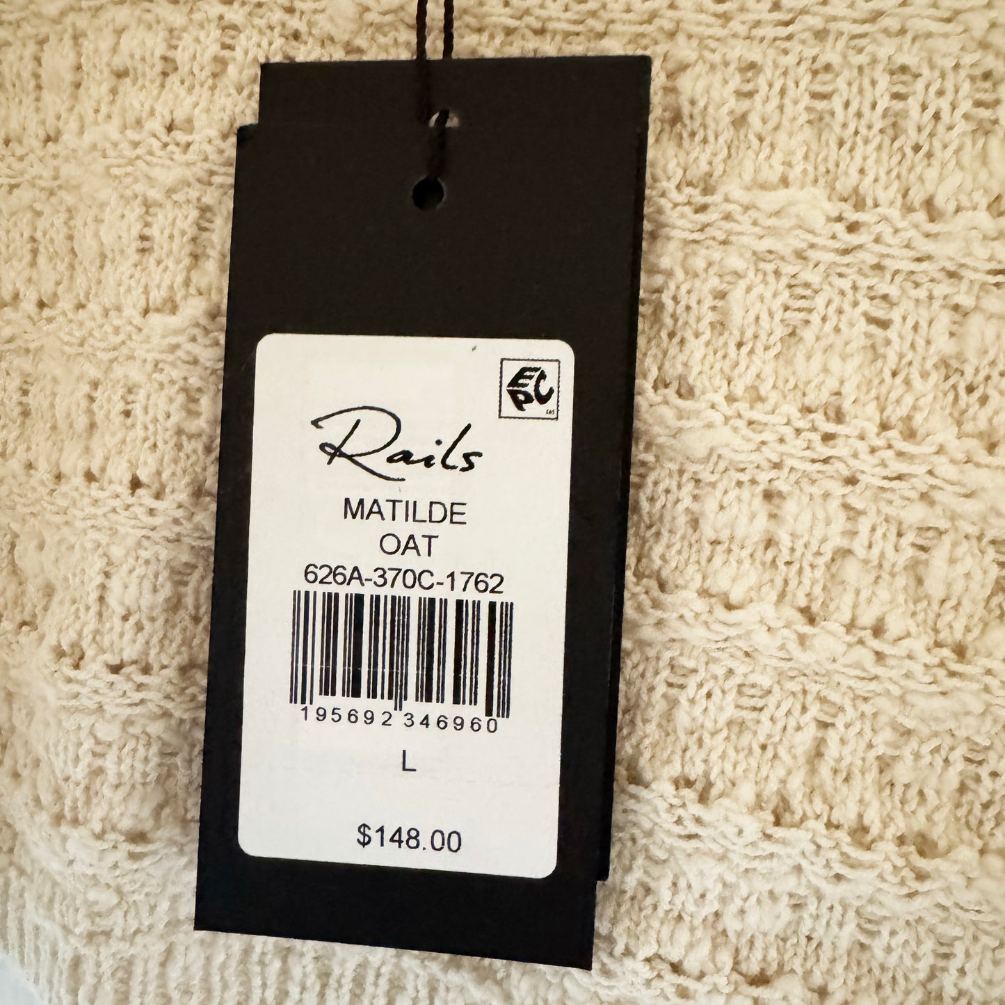 Rails "Matilde" Crochet Cotton Tank in "Oat", size Large