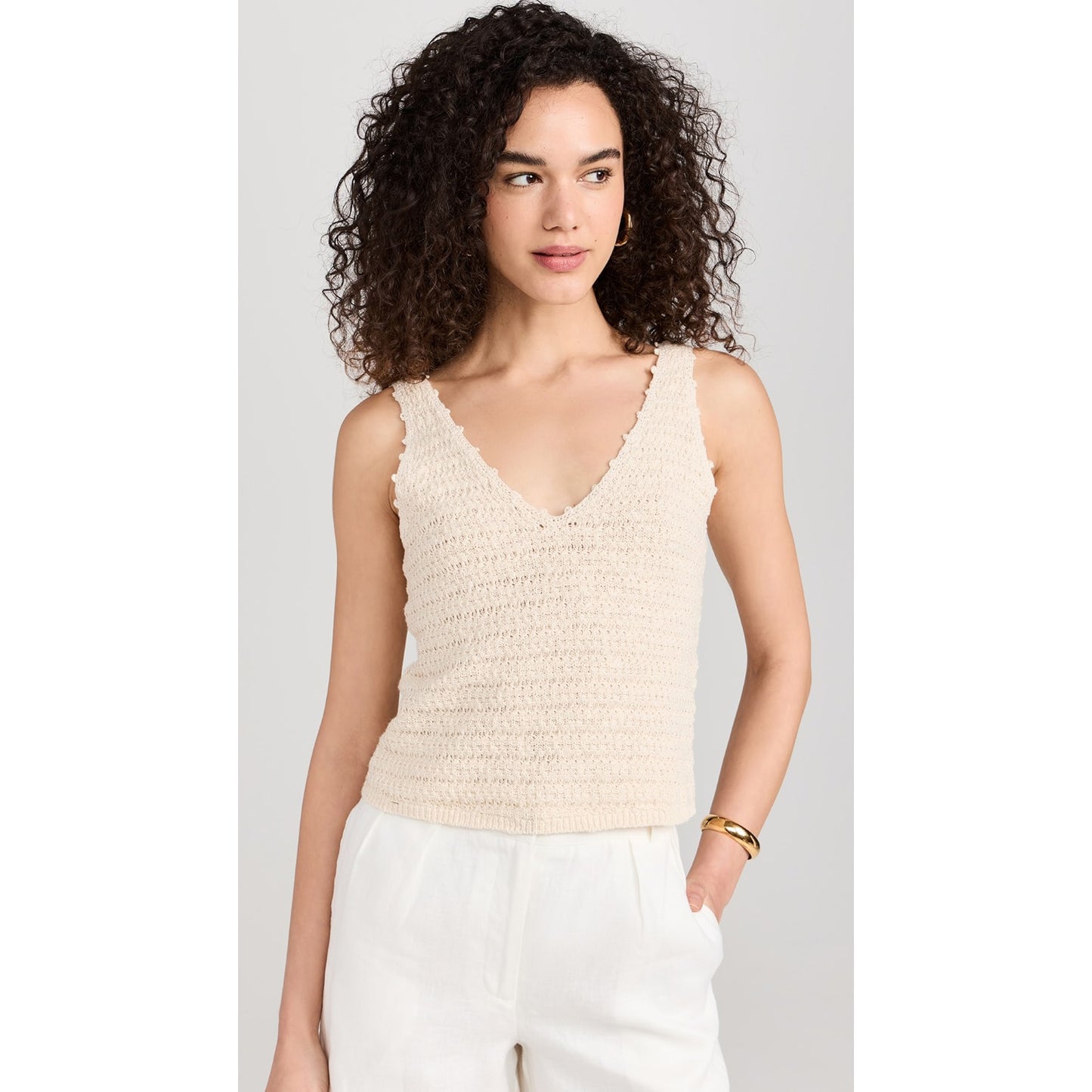 Rails "Matilde" Crochet Cotton Tank in "Oat", size Large