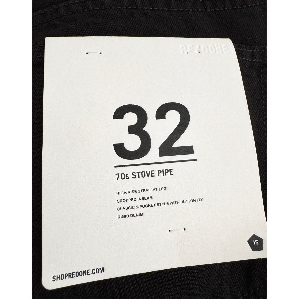 RE/DONE 70's Stove Pipe Jean in Black, size 32