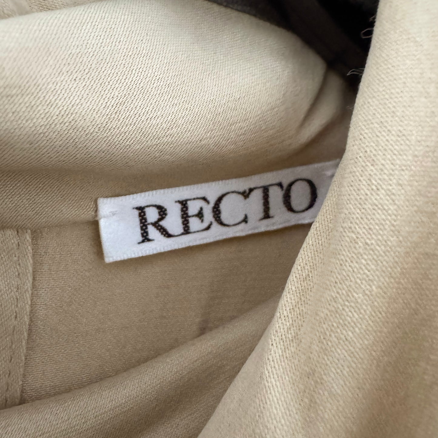 RECTO Long Sleeve Mock Neck Top in Beige, size Medium