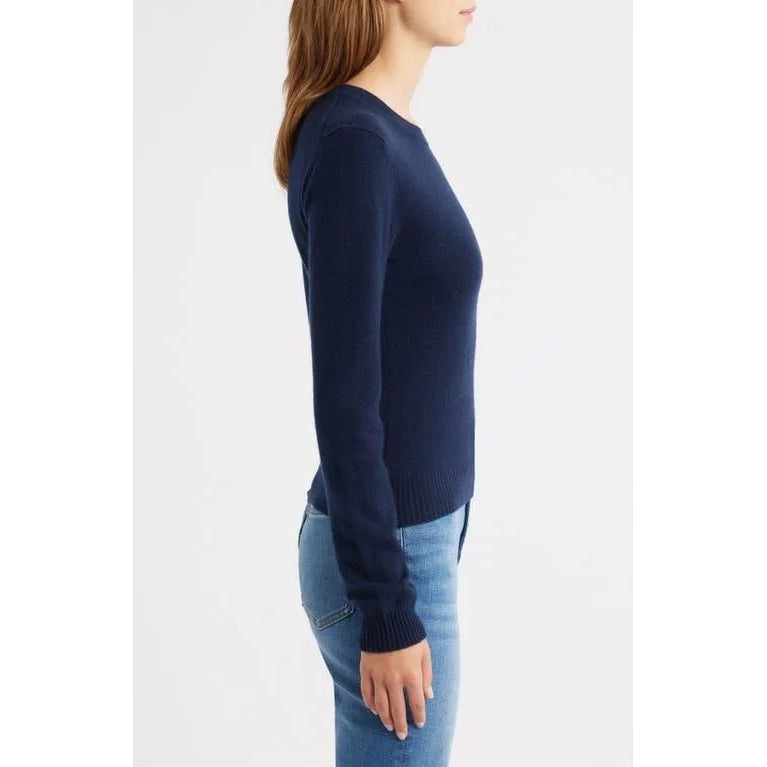 Reformation "Lian" Recycled Cashmere Sweater in Navy, size Medium (fits size small)