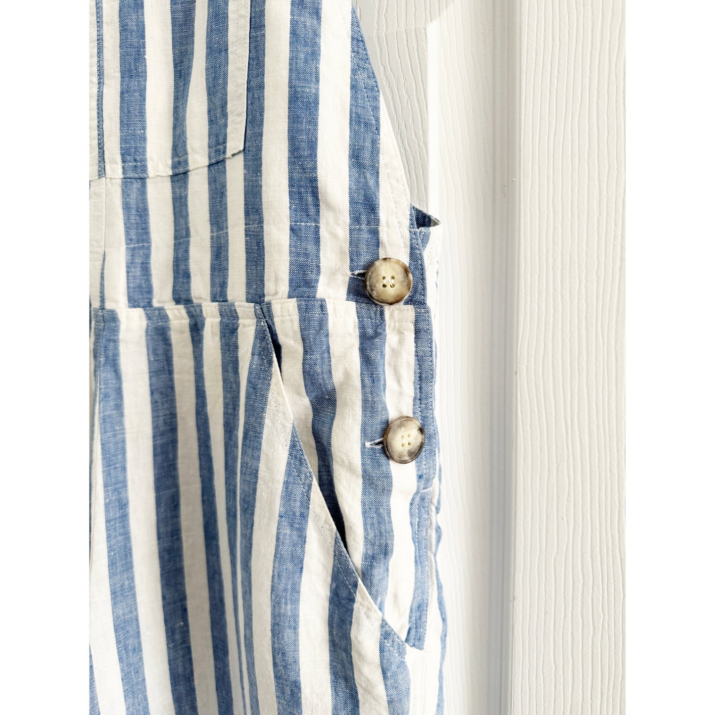 Reformation Striped Overalls in Blue/White, size 4