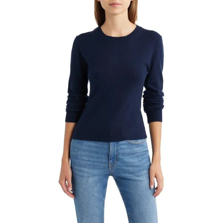 Reformation "Lian" Recycled Cashmere Sweater in Navy, size Medium (fits size small)