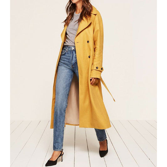 Reformation "Tanner" Trench Coat in Yellow, size Small