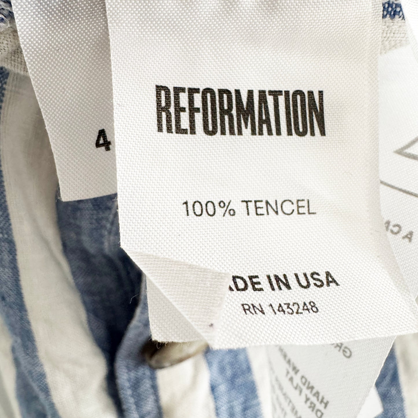 Reformation Striped Overalls in Blue/White, size 4
