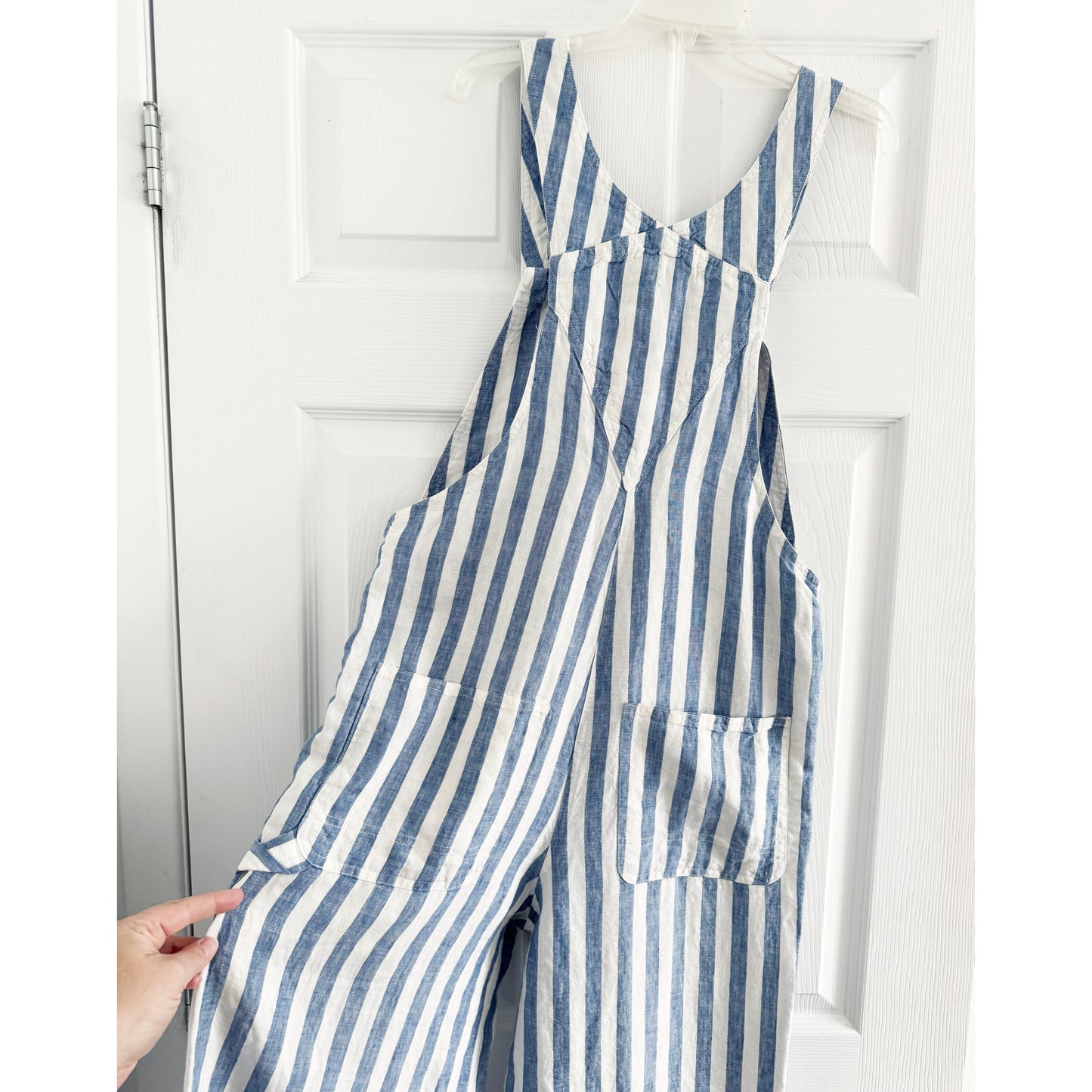 Reformation Striped Overalls in Blue/White, size 4