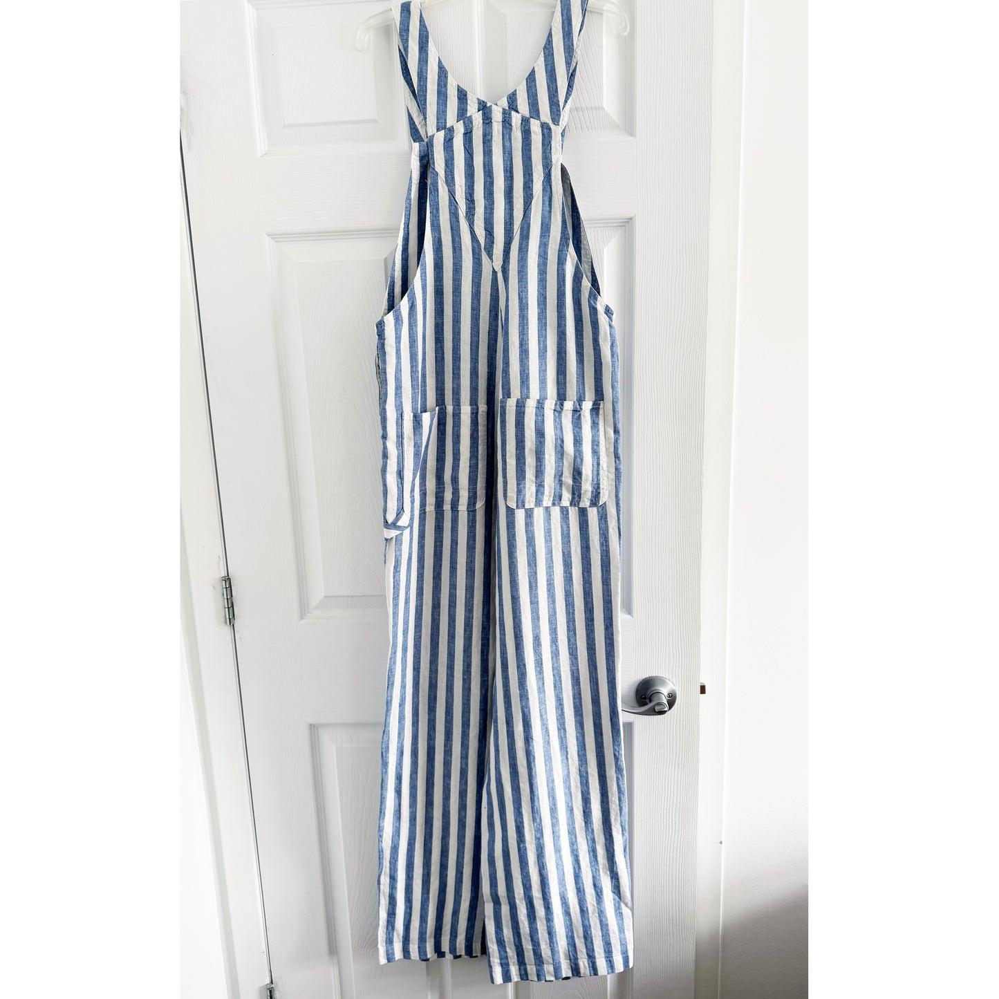 Reformation Striped Overalls in Blue/White, size 4