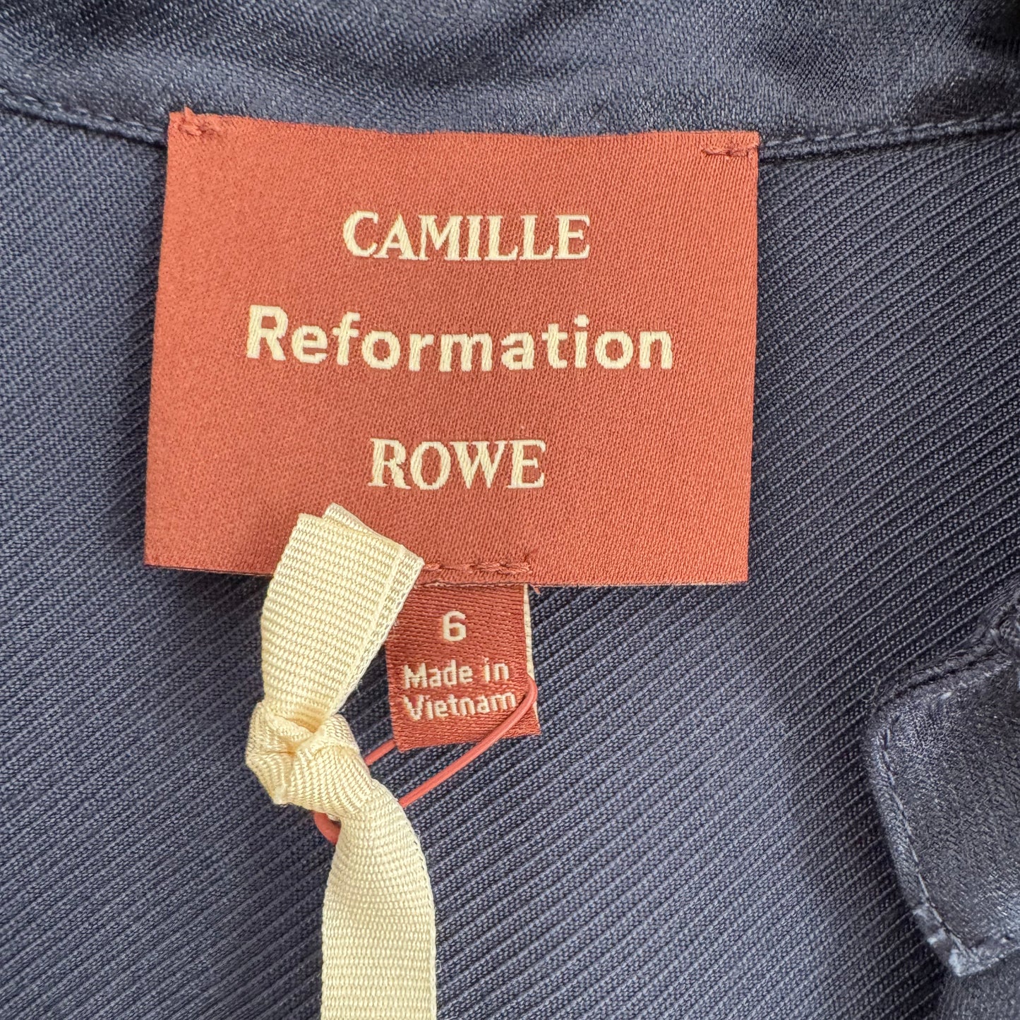 Reformation x Camille Rowe "Nico" Shirt in Blue, size 6 (fits size 4)