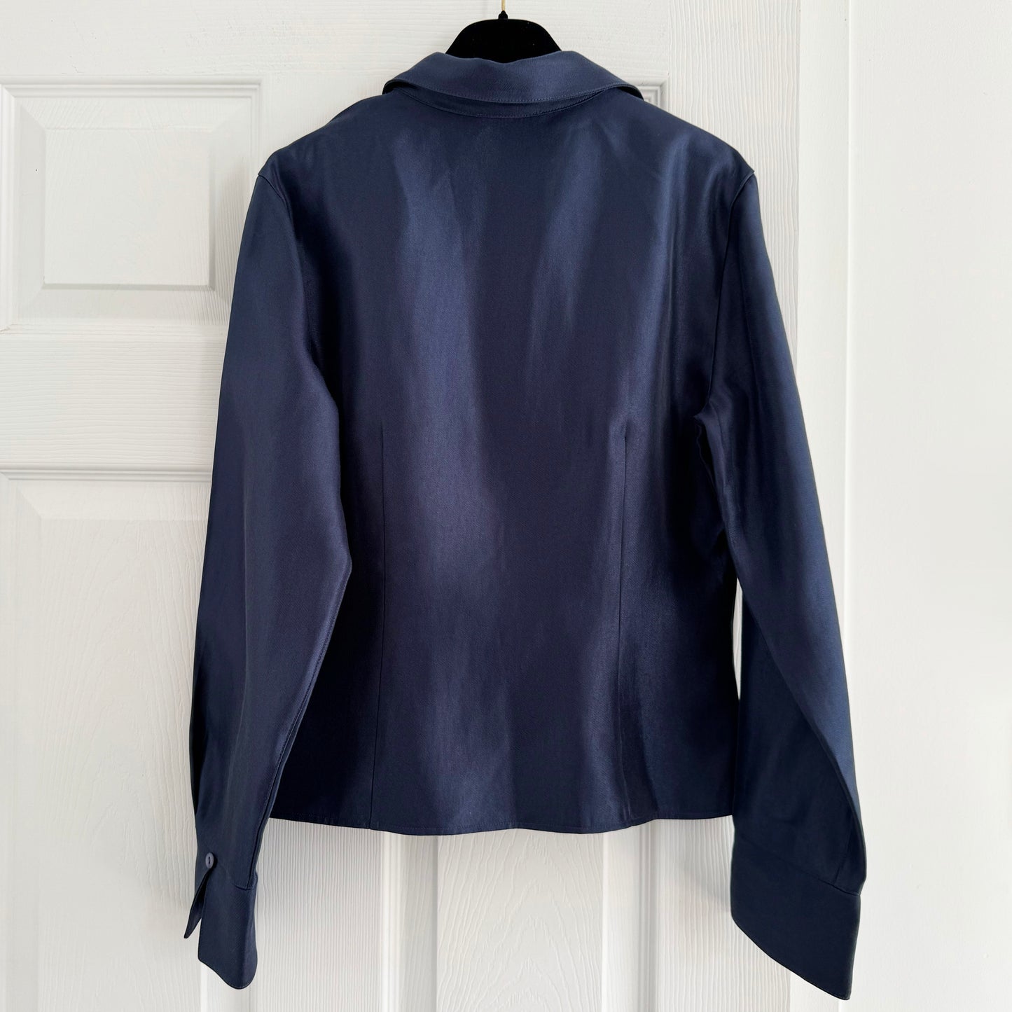 Reformation x Camille Rowe "Nico" Shirt in Blue, size 6 (fits size 4)