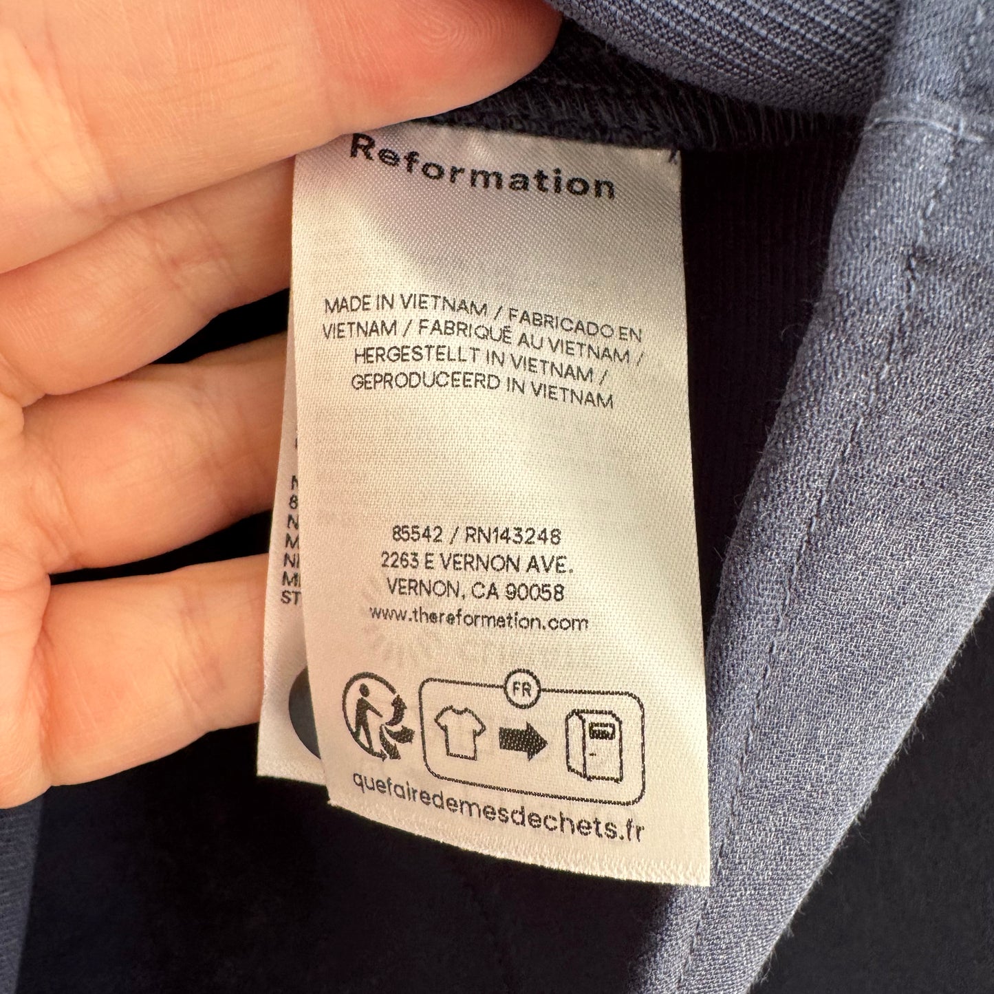 Reformation x Camille Rowe "Nico" Shirt in Blue, size 6 (fits size 4)