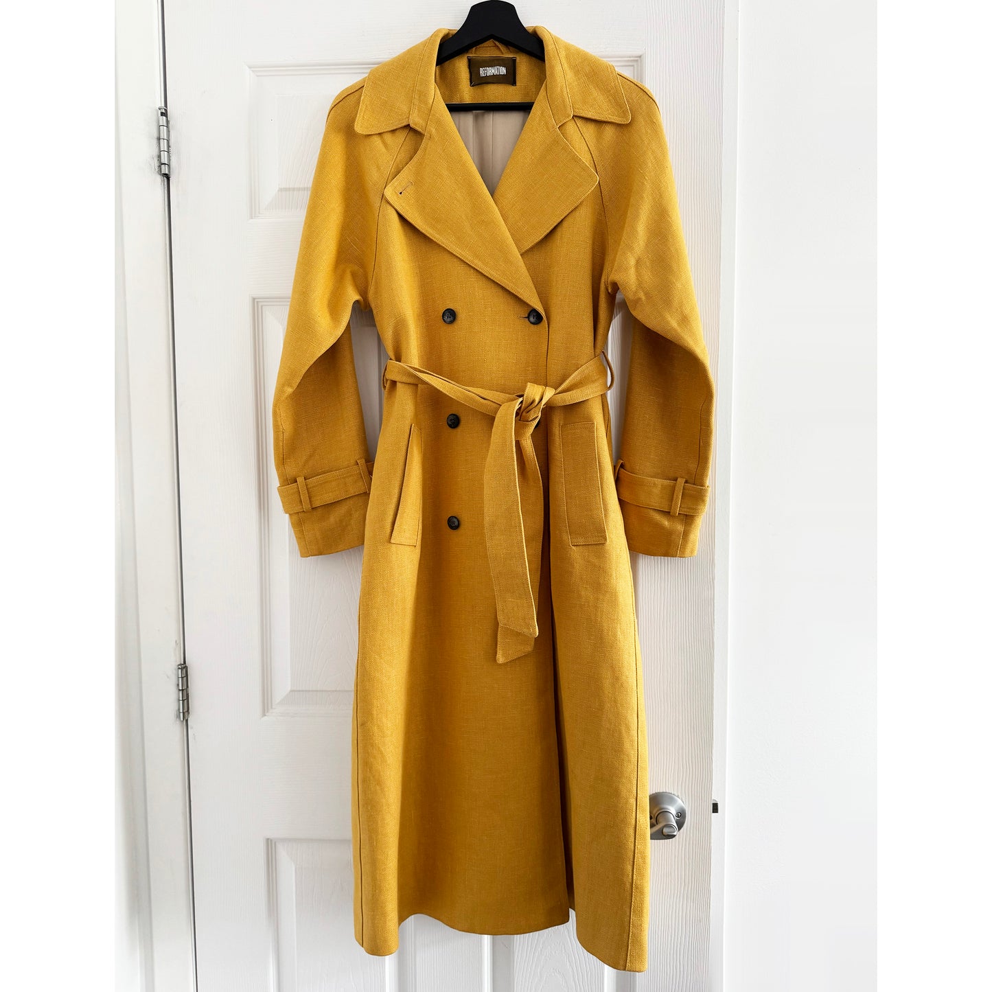 Reformation "Tanner" Trench Coat in Yellow, size Small