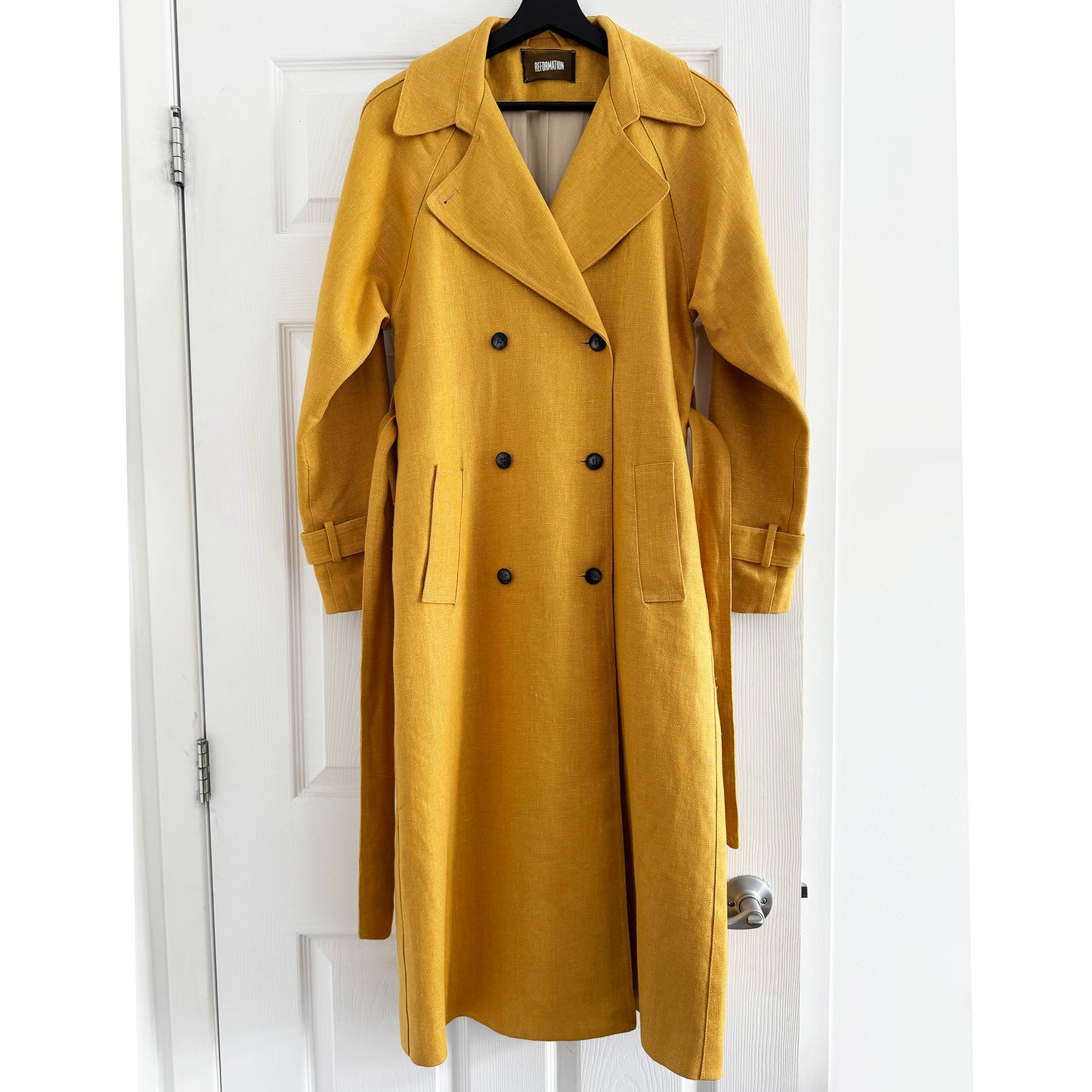 Reformation "Tanner" Trench Coat in Yellow, size Small
