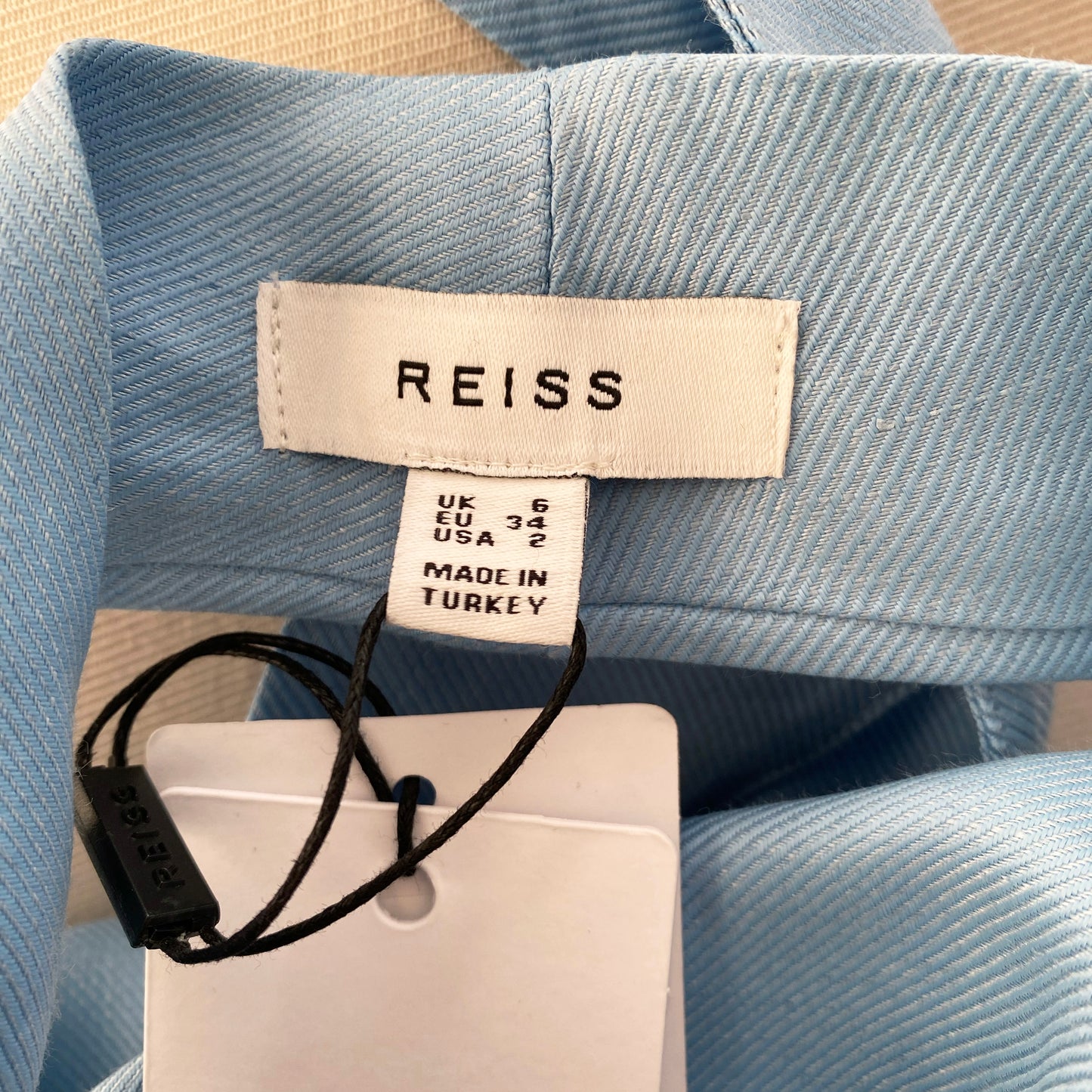 Reiss "Hollie" Linen Blend Halter Top in Blue, size 2US(6UK)