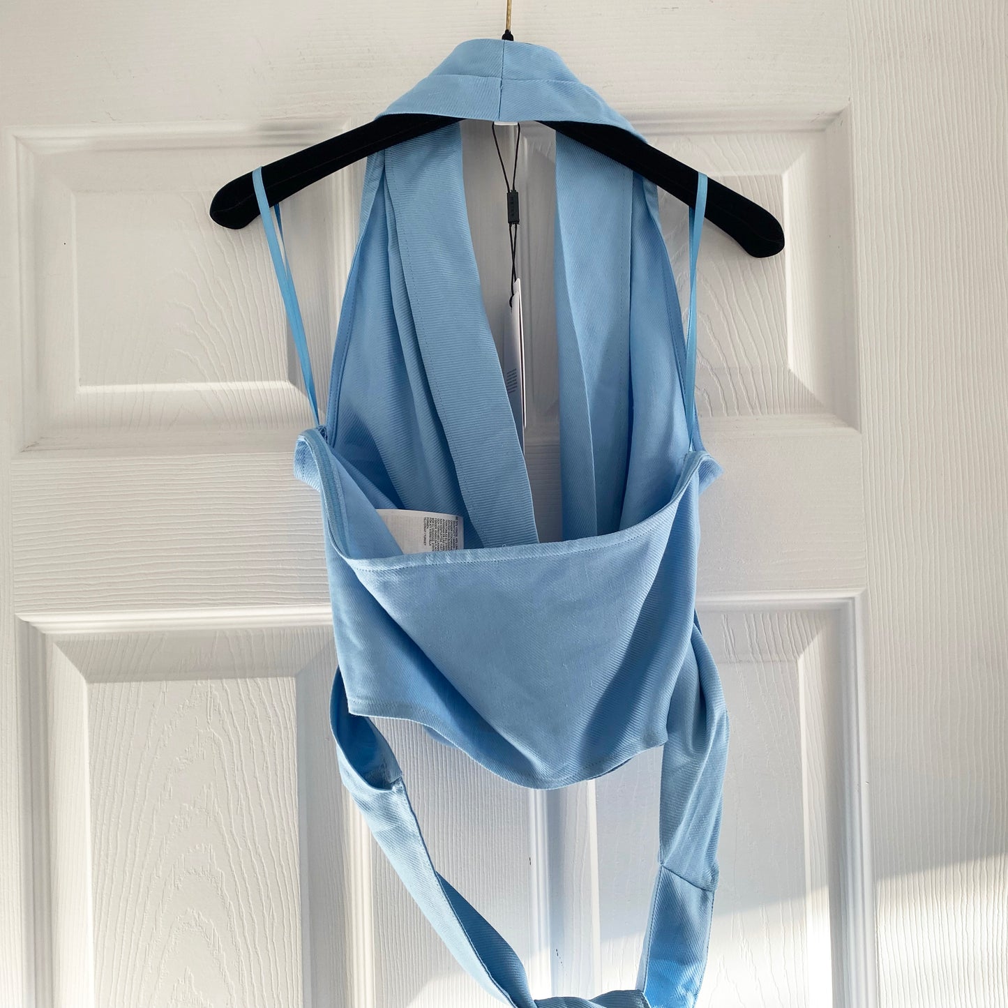 Reiss "Hollie" Linen Blend Halter Top in Blue, size 2US(6UK)