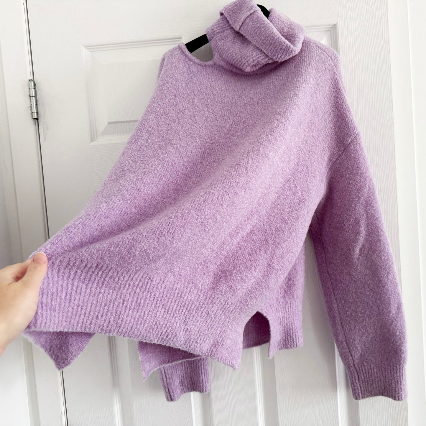 Rejina Pyo "Miki" Cutout Neckline Turtleneck in Purple, size XS