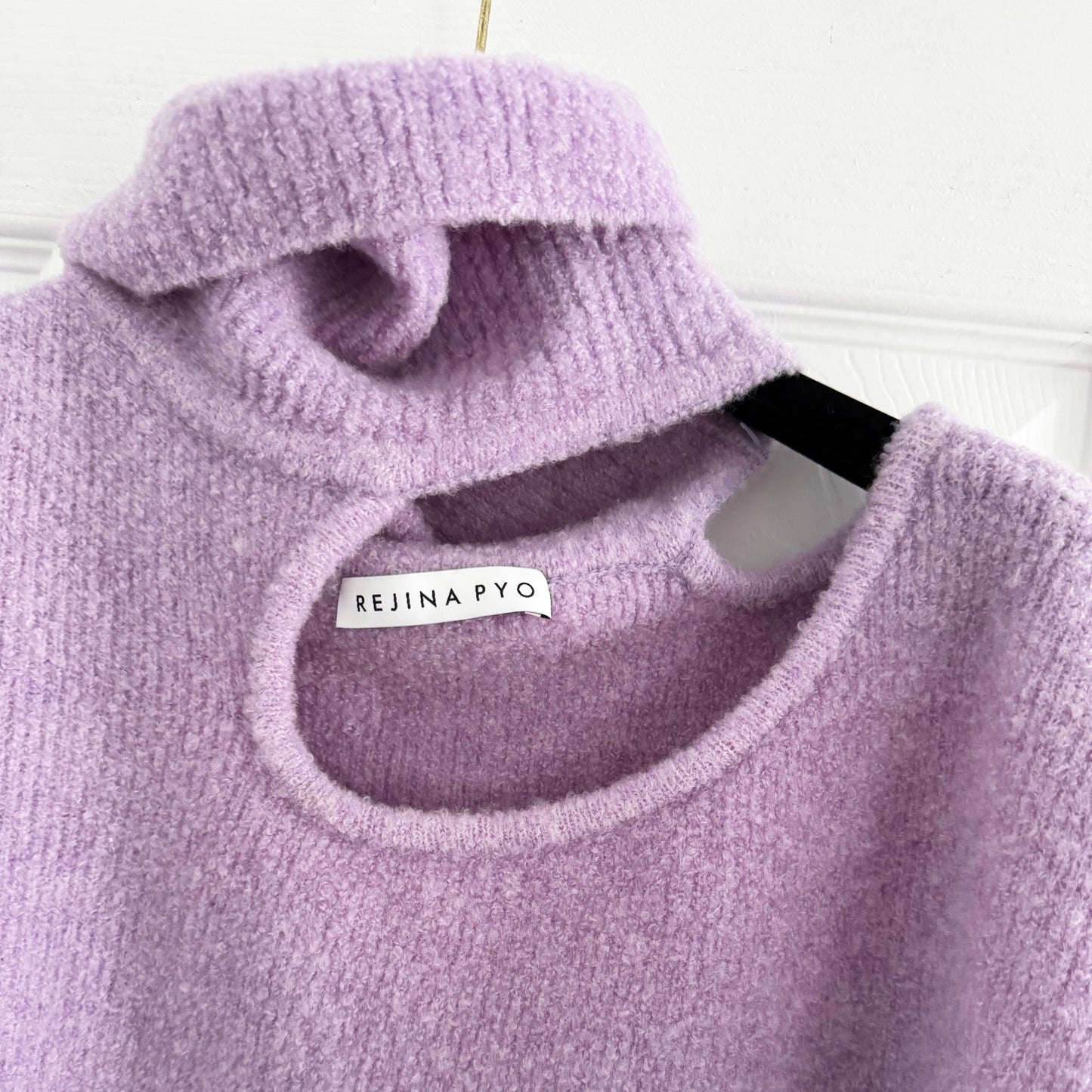 Rejina Pyo "Miki" Cutout Neckline Turtleneck in Purple, size XS