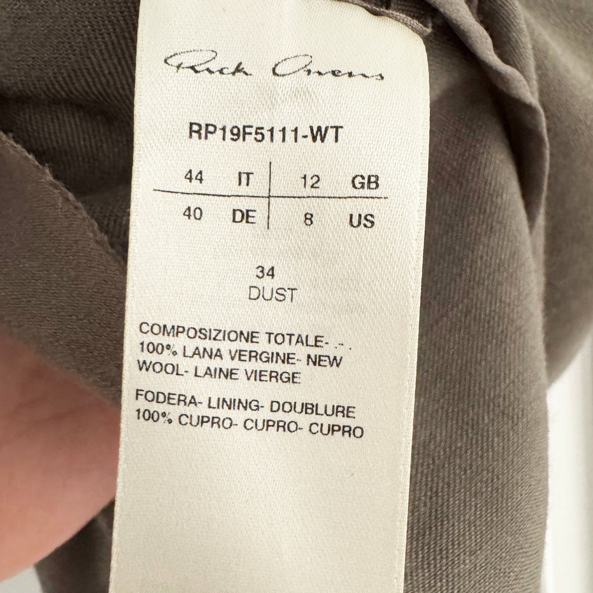 Rick Owens Knot Top in Dark Dust, size 8US