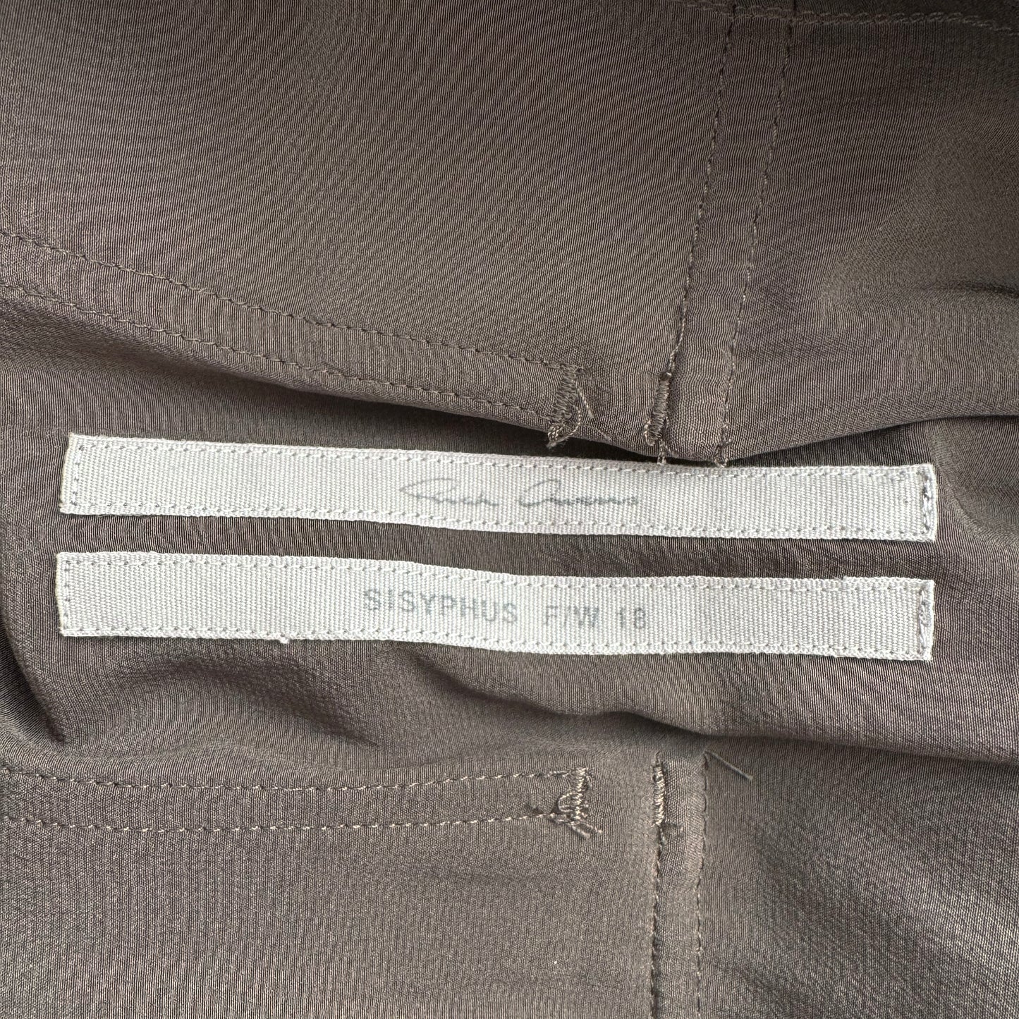 Rick Owens Drop Crotch Silk Bermuda Shorts in Taupe, size 6
