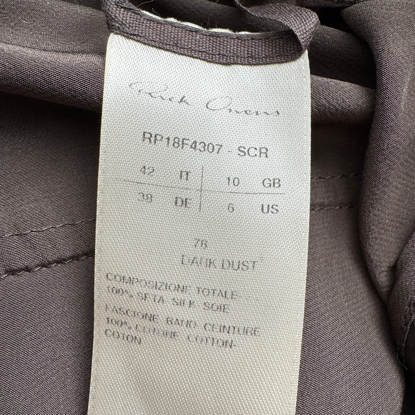 Rick Owens Drop Crotch Silk Bermuda Shorts in Taupe, size 6