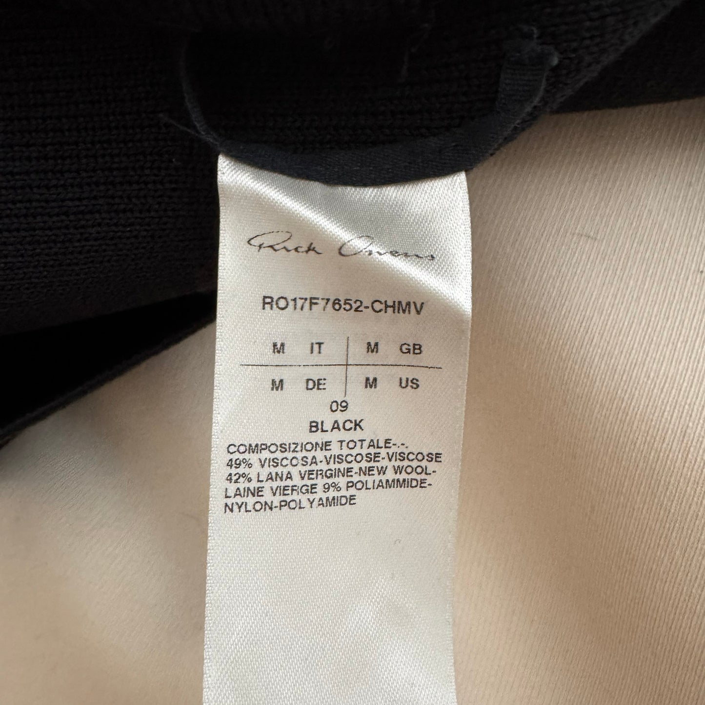 Rick Owens Black "Pyramid" Tunic, size Medium