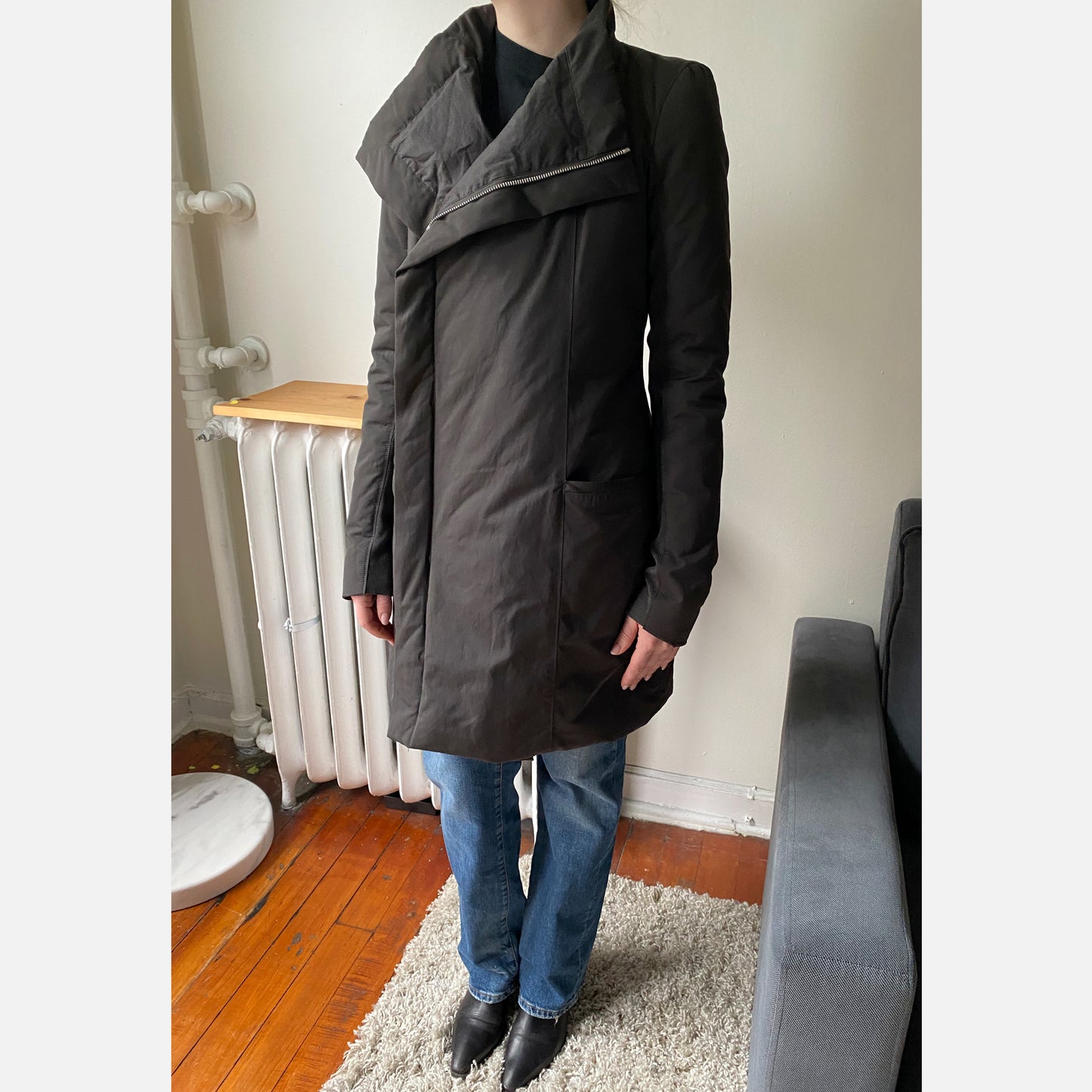 Veste en duvet Rick Owens Eileen en Dark Dust, taille 44IT (convient à une taille S/M, selon)