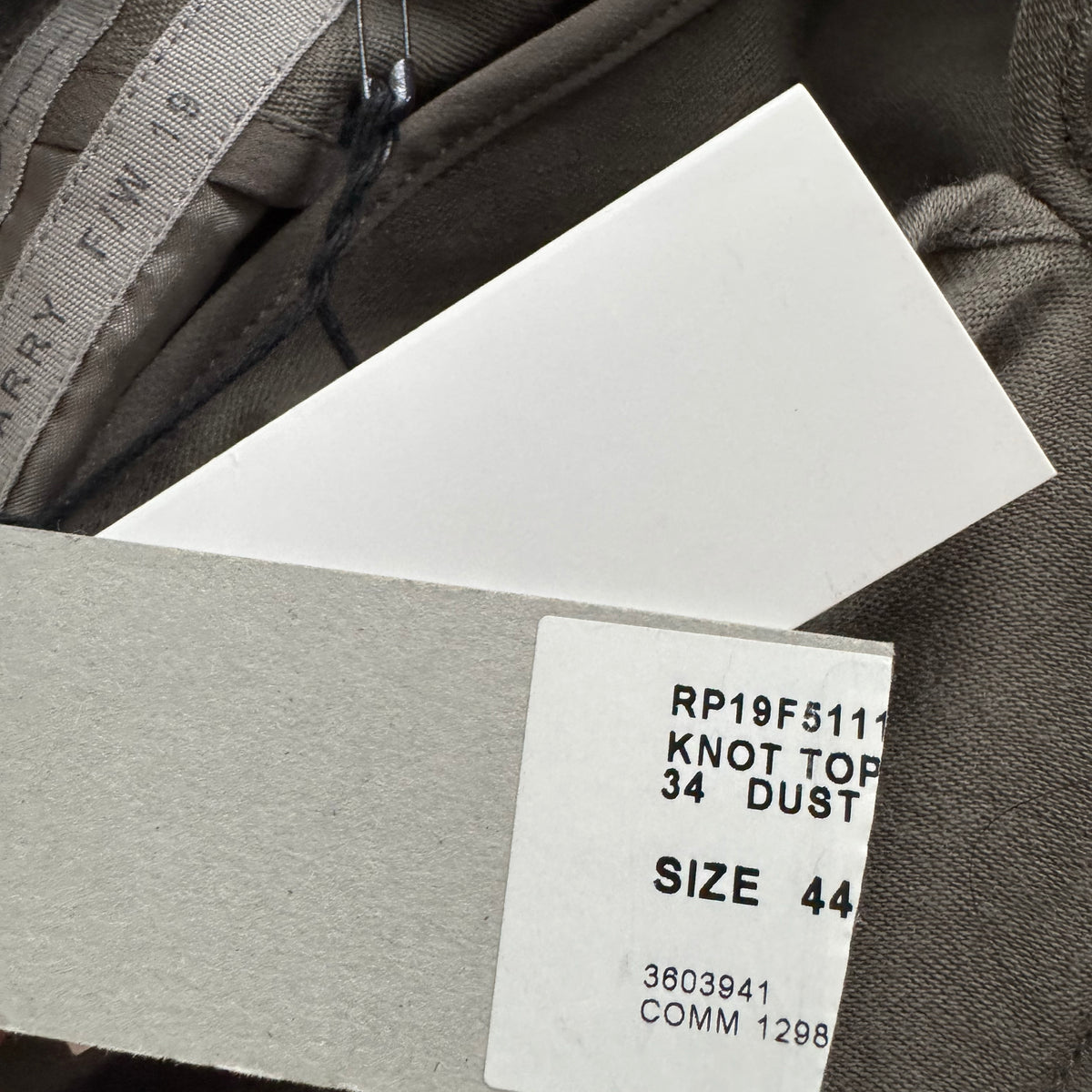 Rick Owens Knot Top in Dark Dust, size 8US