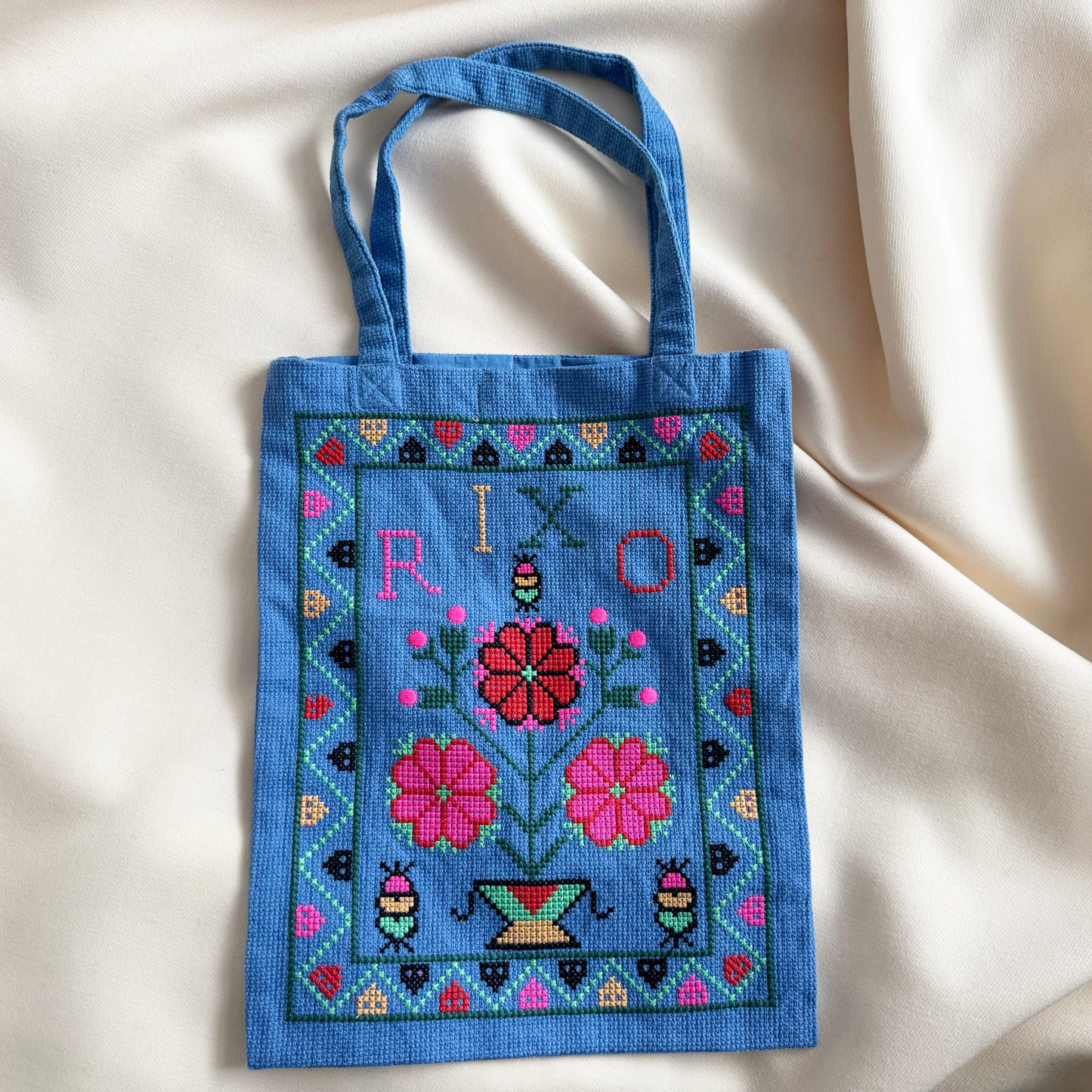 RIXO "Noora" Tote in Blue