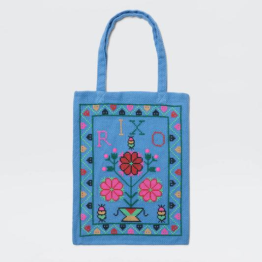 RIXO "Noora" Tote in Blue
